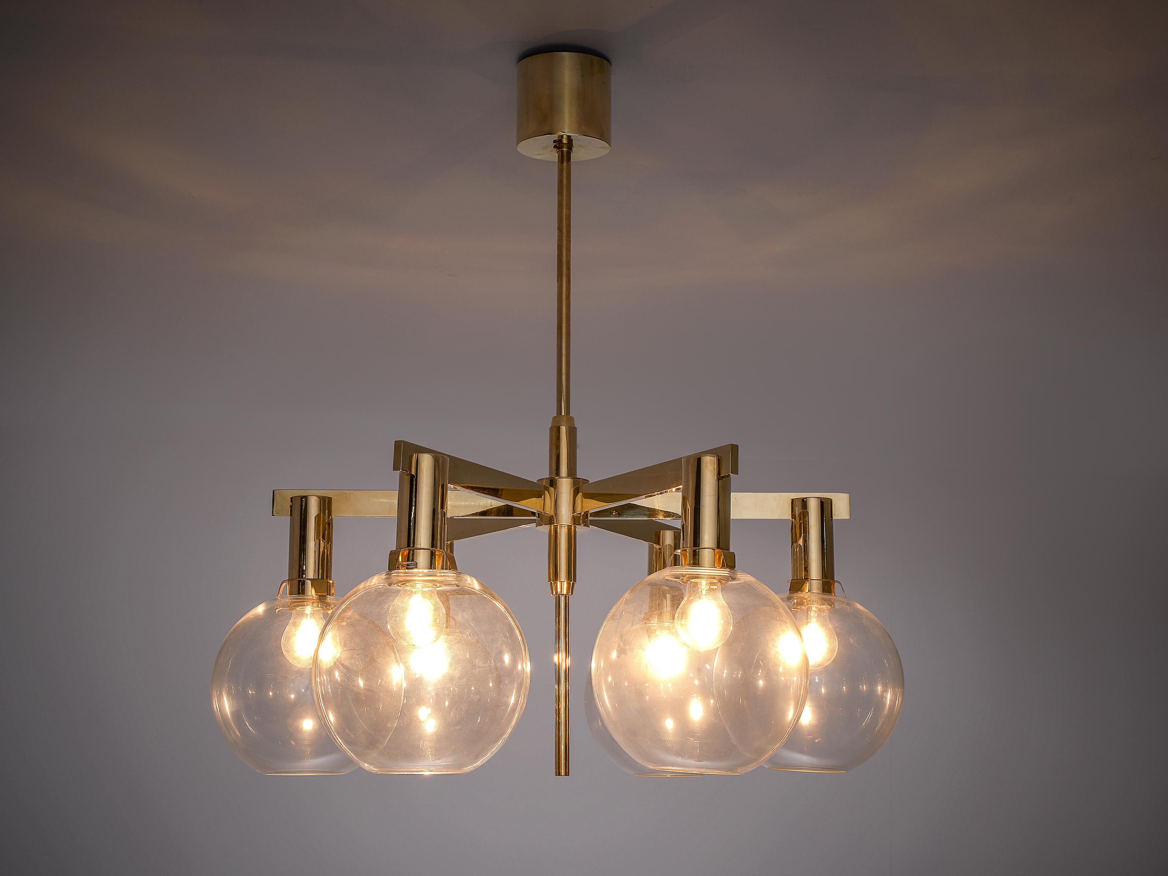 Mid-Century Modern Hans-Agne Jakobsson 'Pastoral' Chandelier in Glass and Brass For Sale
