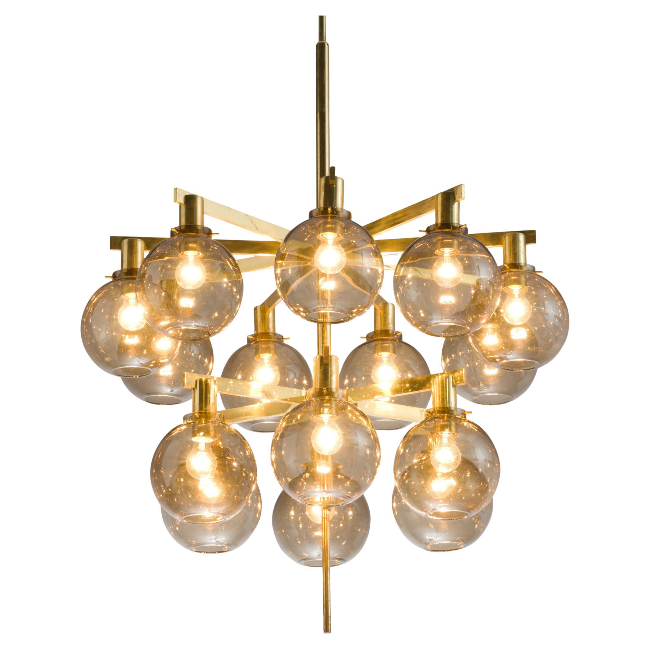 Large Chandelier with 16 Glass Spheres at 1stDibs