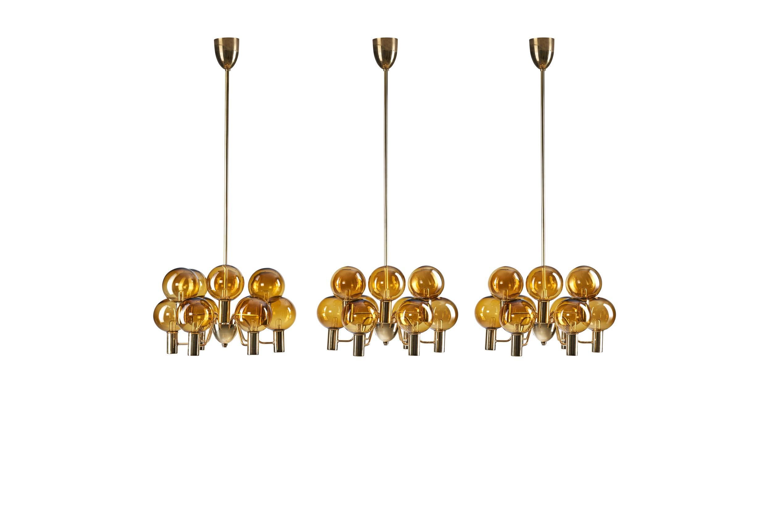 Scandinavian Modern Hans-Agne Jakobsson “Patricia” Chandeliers for AB Markaryd, Sweden 1960s 