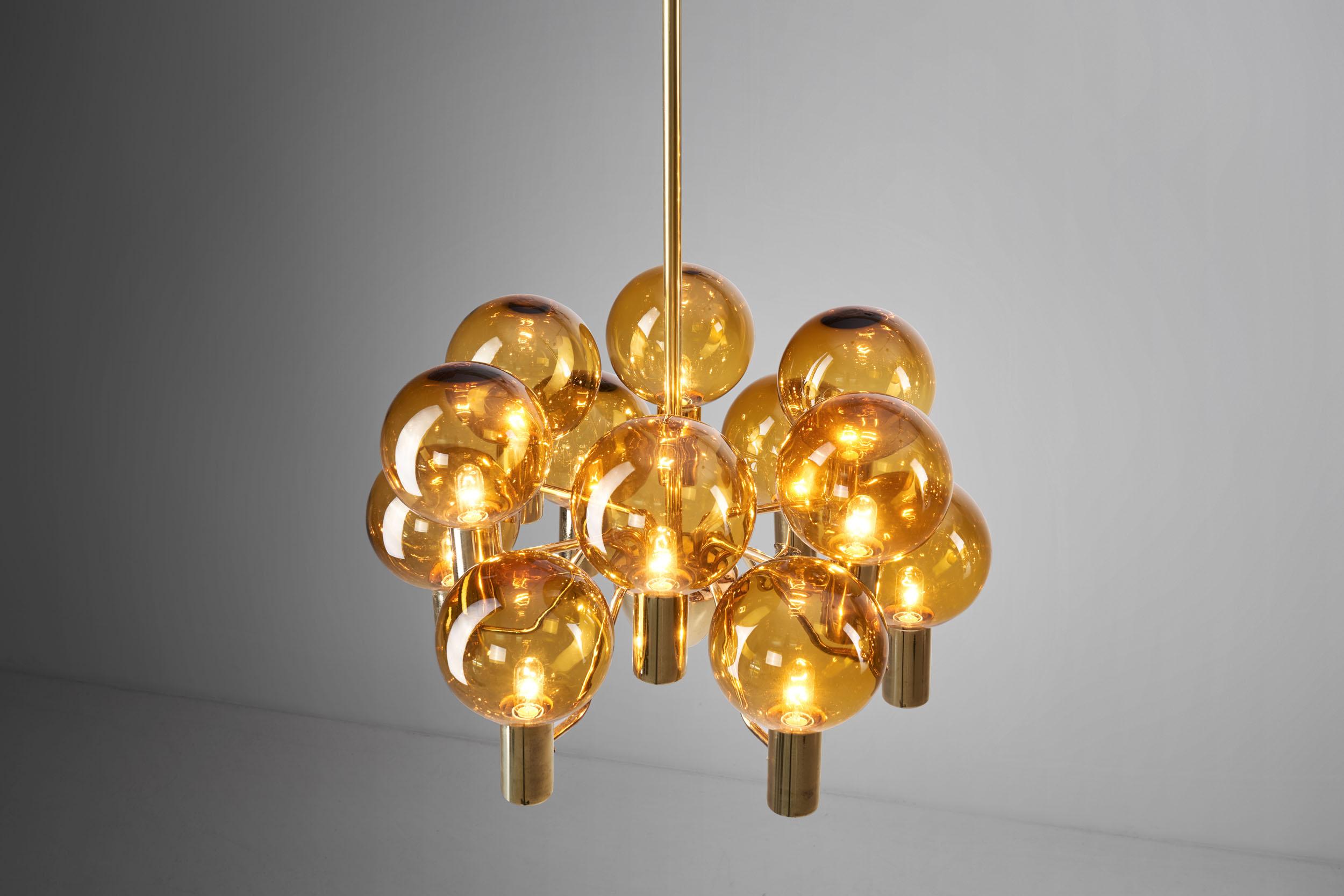 Brass Hans-Agne Jakobsson “Patricia” Chandeliers for AB Markaryd, Sweden 1960s 