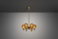 Lampadario in vetro "Patricia T372/6" di Hans-Agne Jakobsson, Svezia anni '60