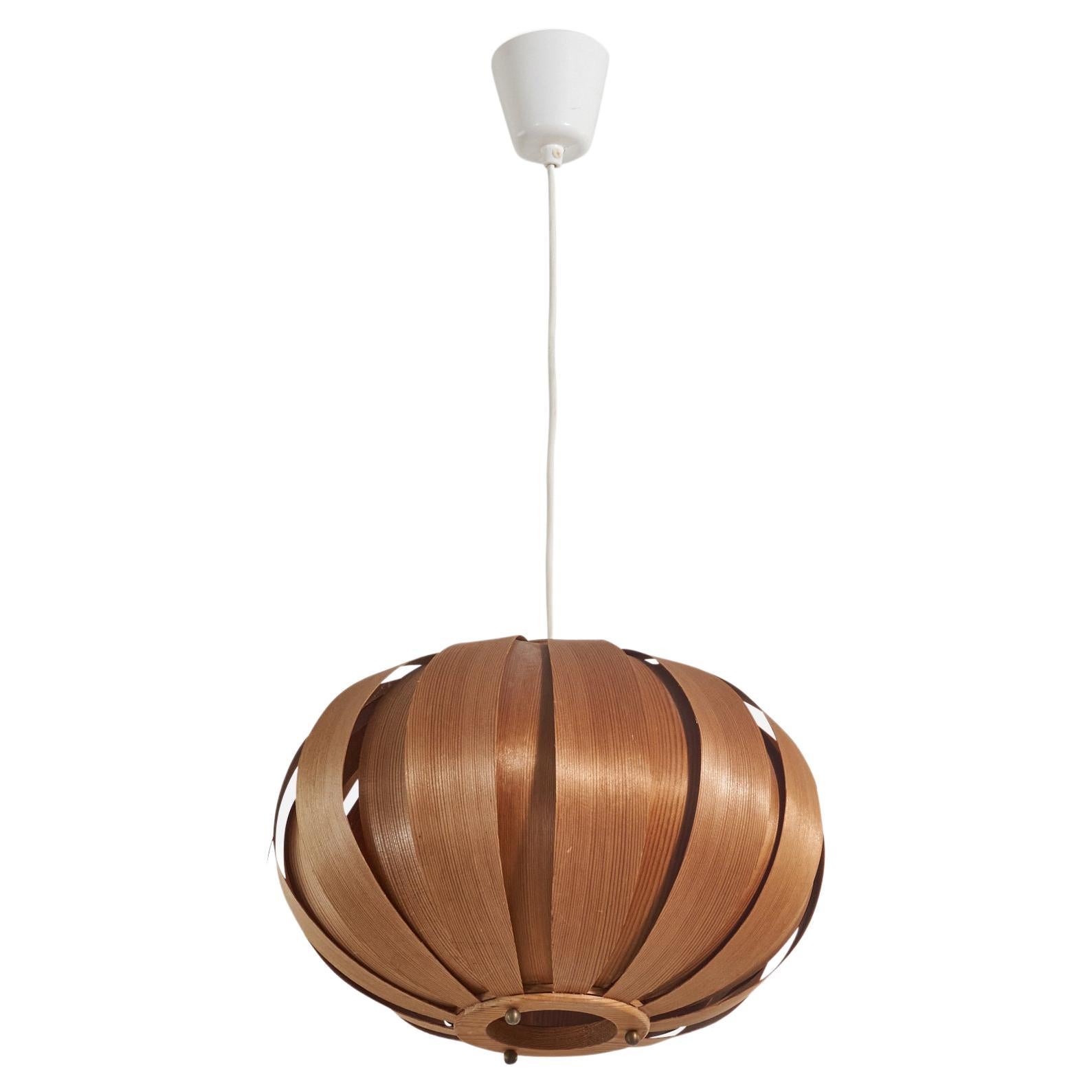 Lampe à suspension Hans-Agne Jakobsson, placage de pin moulé, Suède, 1970 en vente