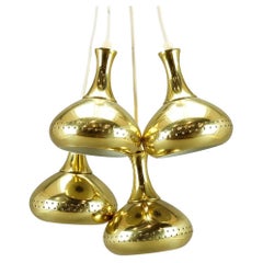 Hans-Agne Jakobsson Perforated Brass Pendants for Markaryd 1960