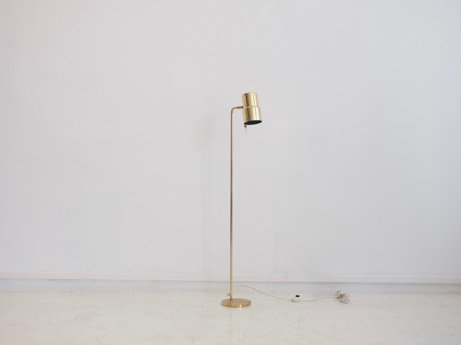 Swedish Hans-Agne Jakobsson Polished Brass Floor Lamp
