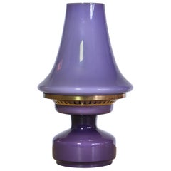 Hans Agne Jakobsson Purple Table Lamp in Brass and Opaline Glass from the 1960s