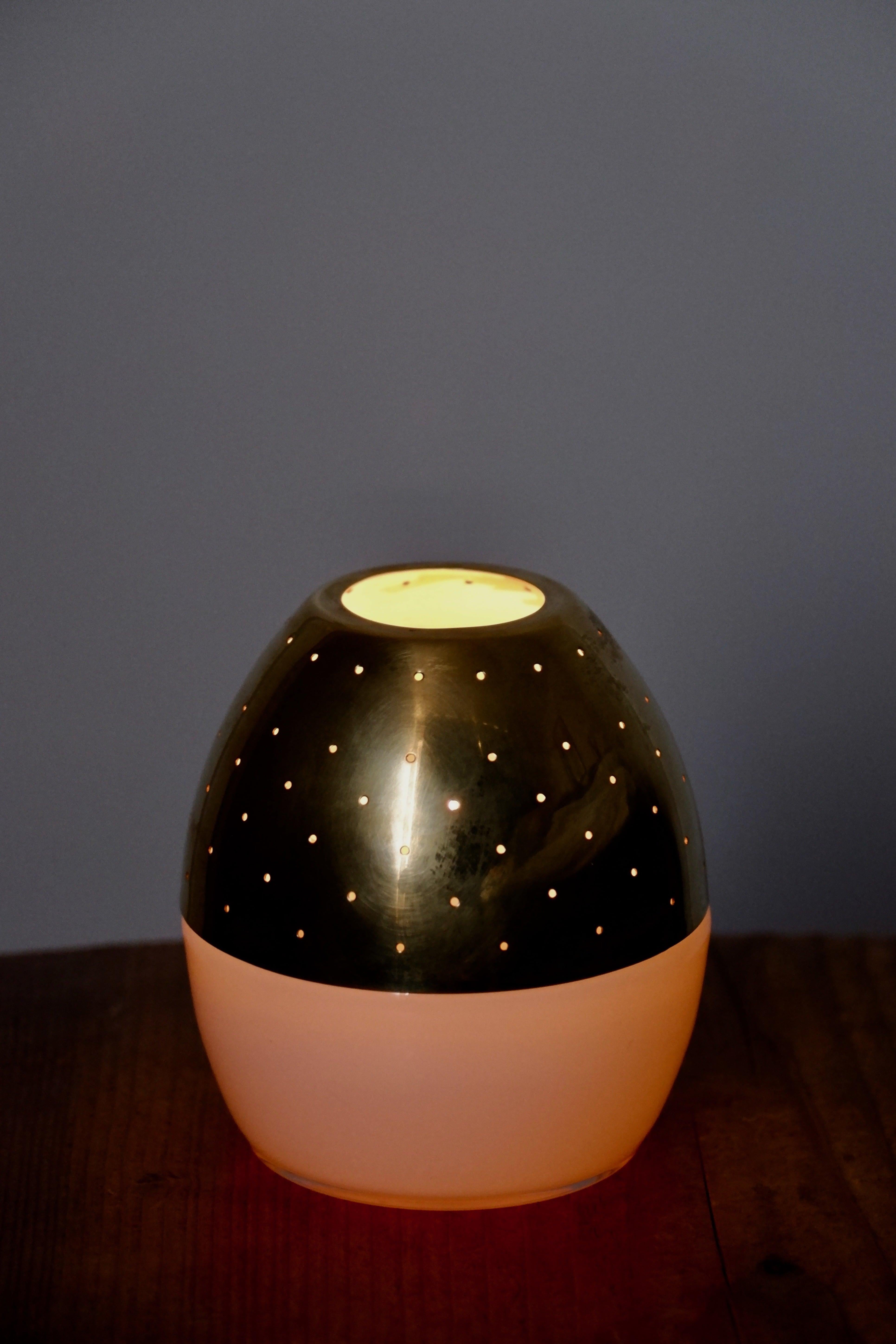 Hans Agne Jakobsson Rare Candle Lamp, Brass & Opal circa 1960 For Sale 5