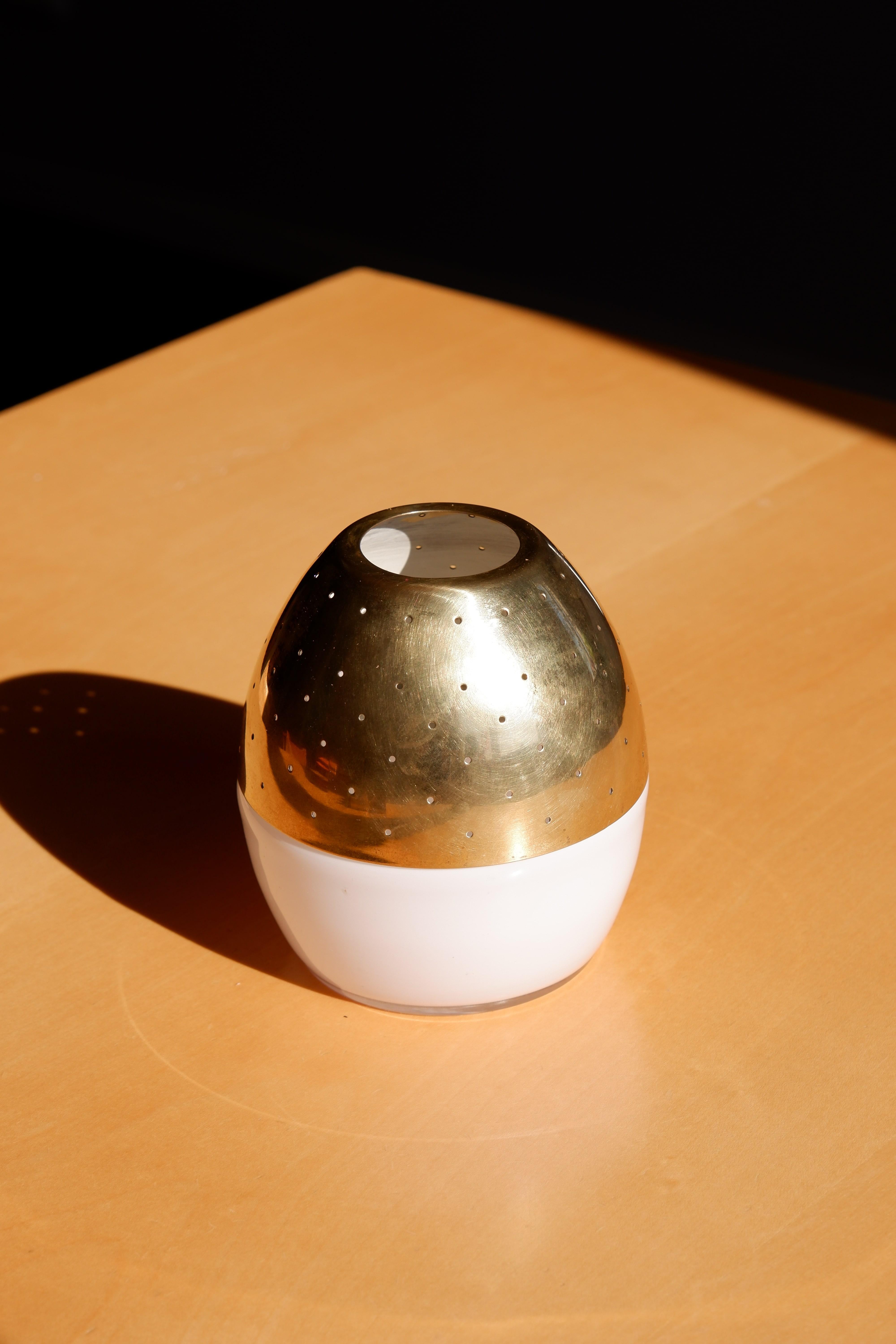 Hans Agne Jakobsson Rare Candle Lamp, Brass & Opal circa 1960 For Sale 9