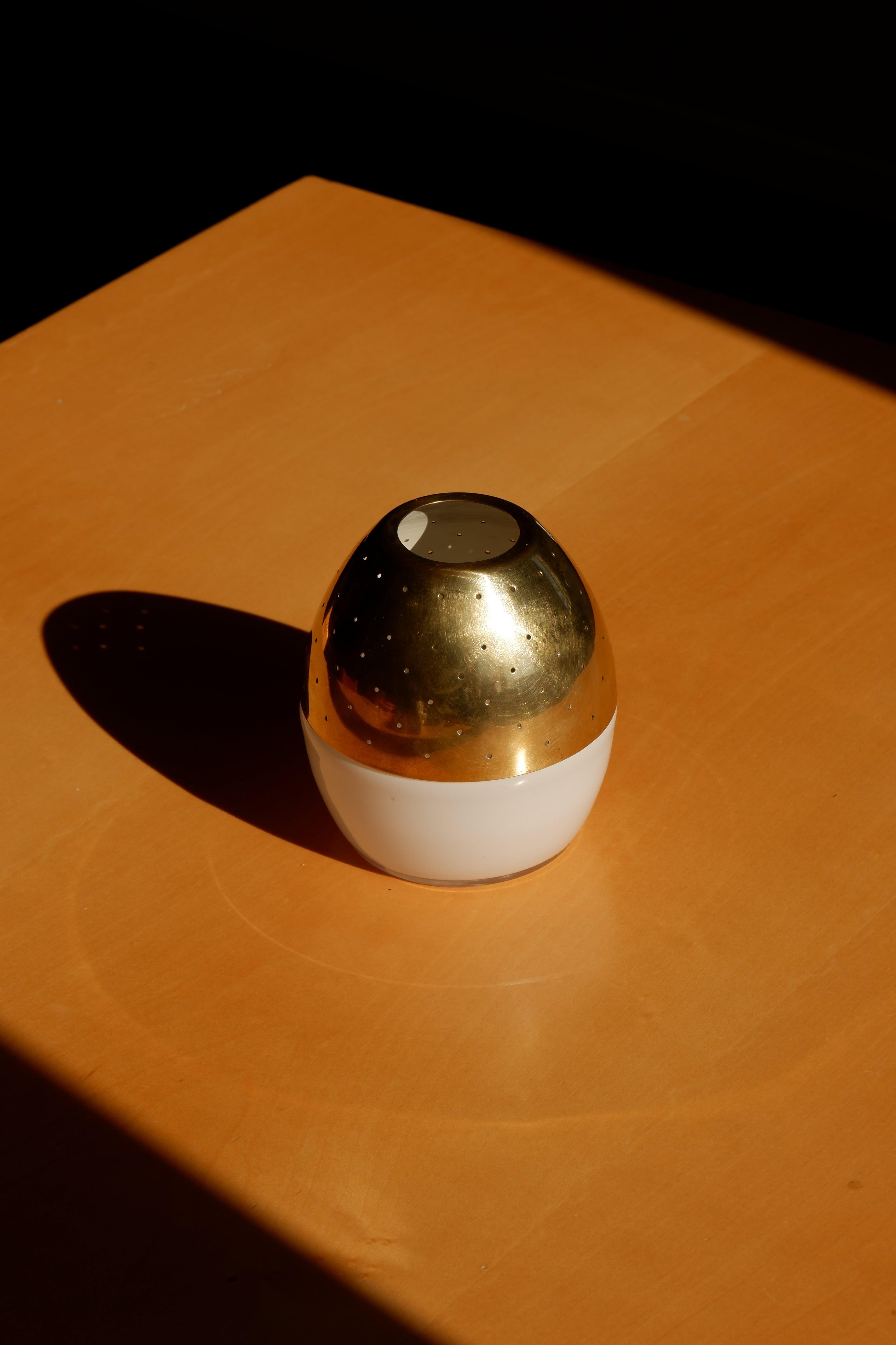 Hans Agne Jakobsson Rare Candle Lamp, Brass & Opal circa 1960 For Sale 1