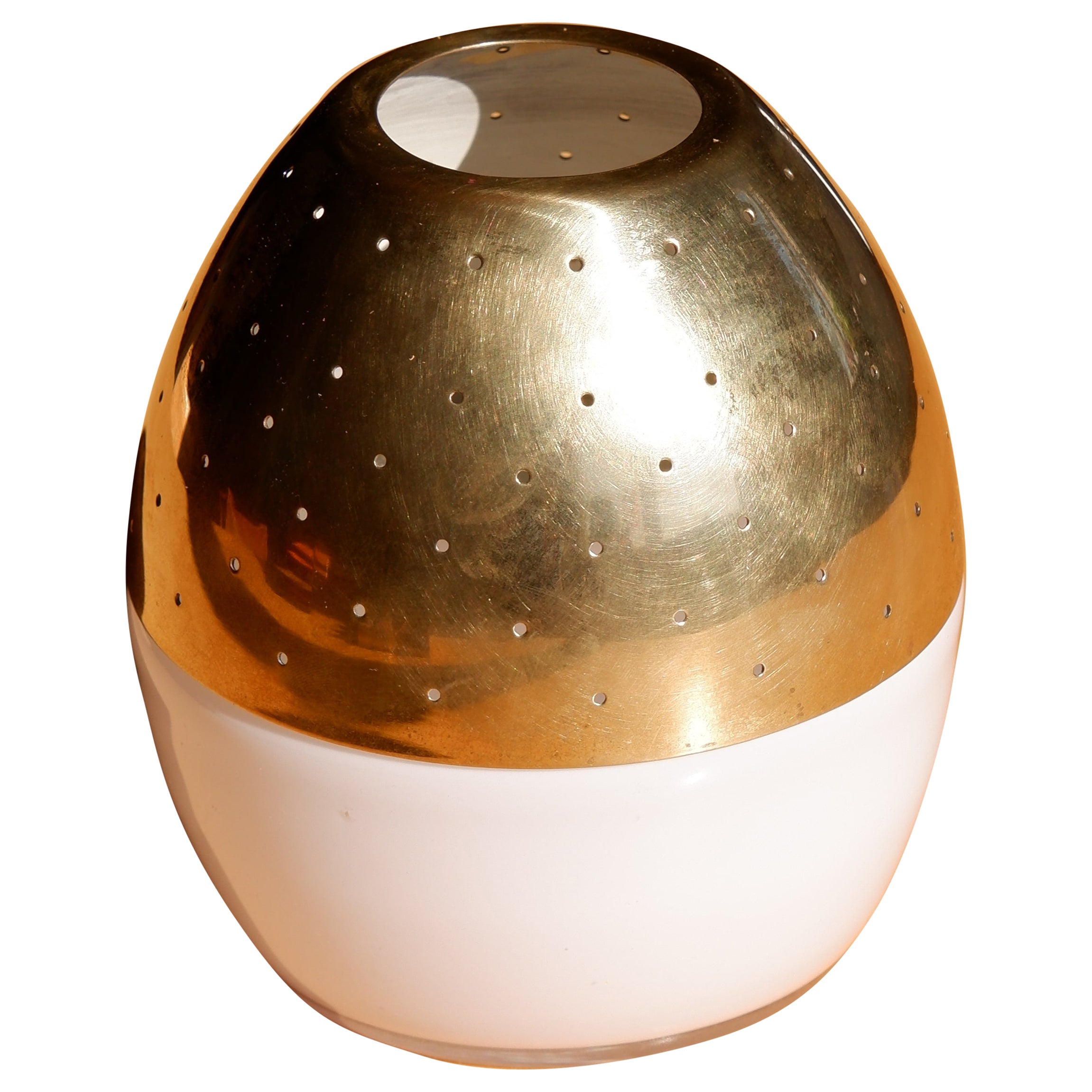 Hans Agne Jakobsson Rare Candle Lamp, Brass & Opal circa 1960