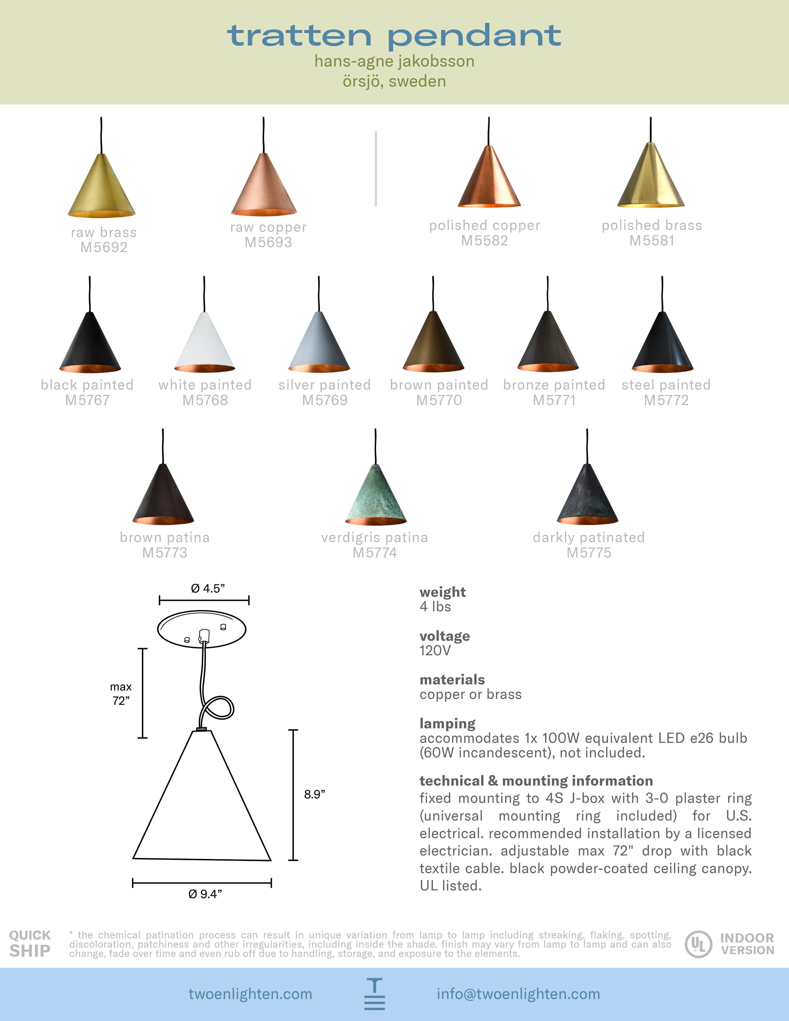 Hans-Agne Jakobsson Raw Brass 'Tratten' Pendant For Sale 5
