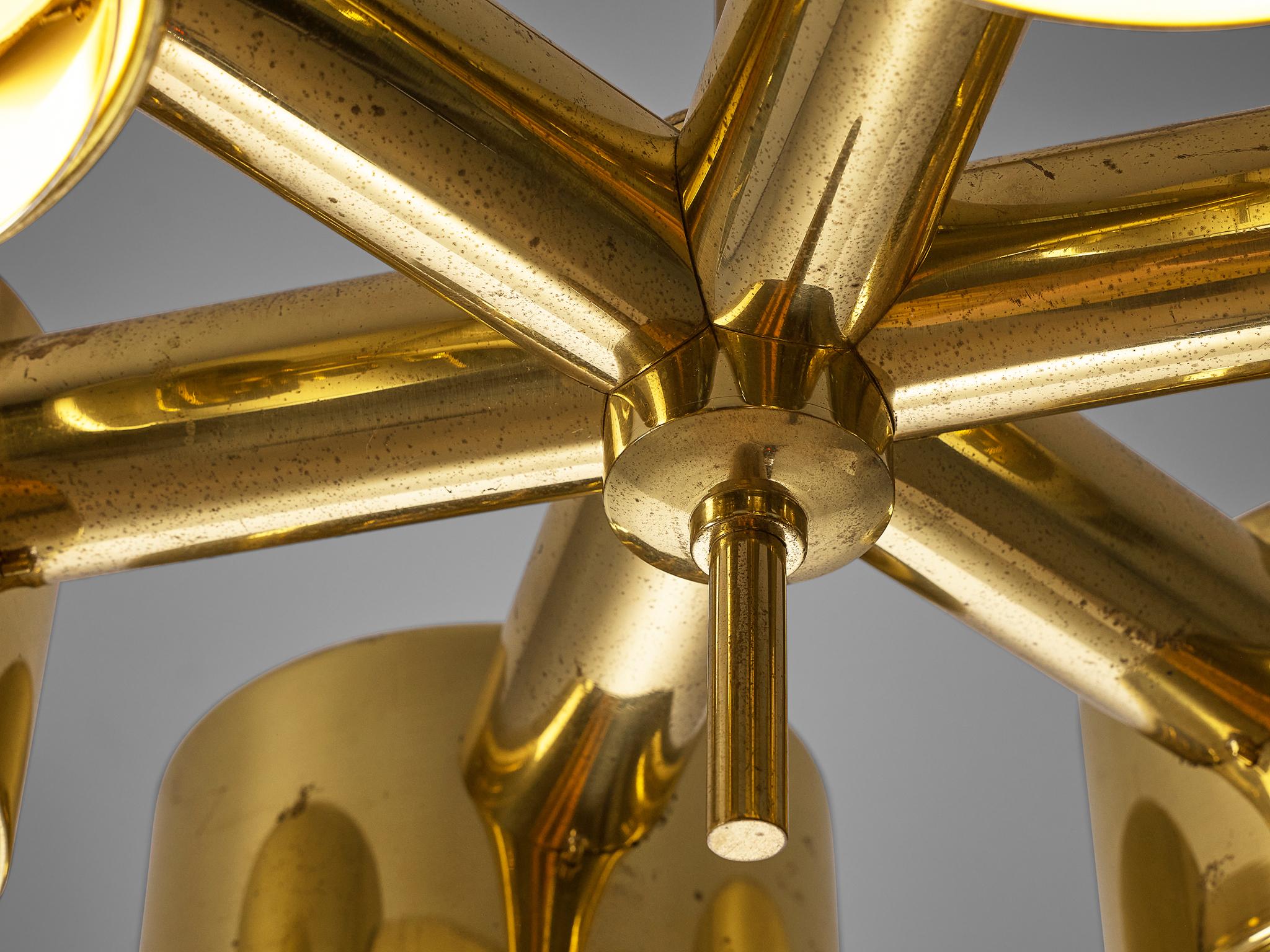 Swedish Hans-Agne Jakobsson Round Chandelier in Brass