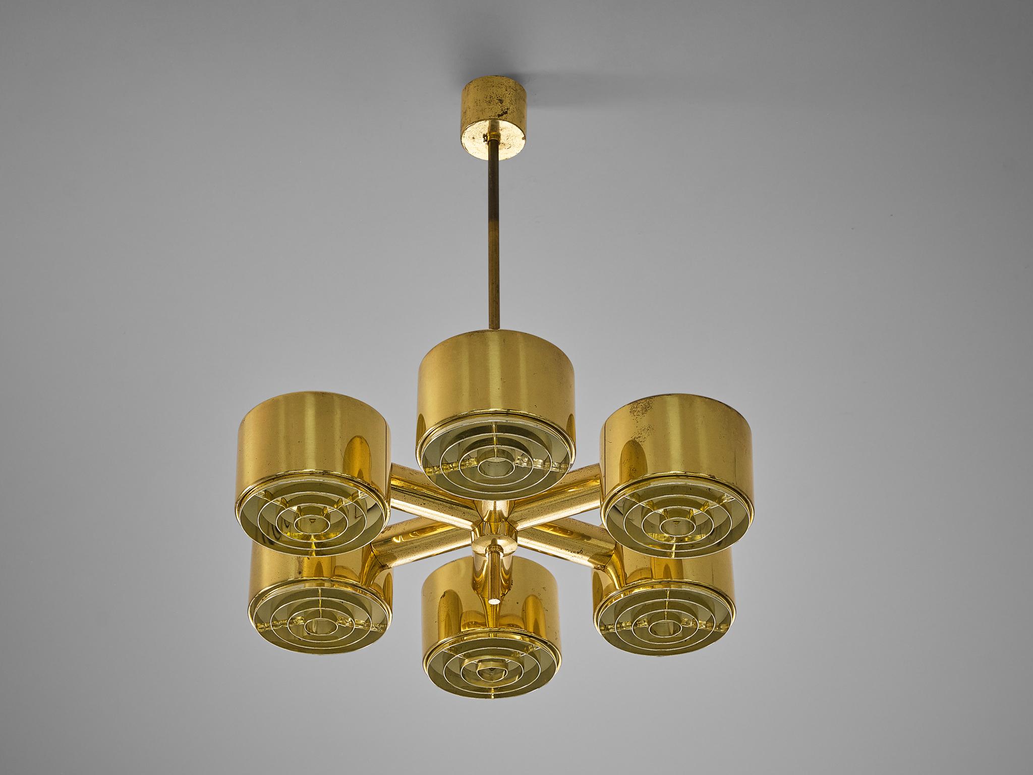 Hans-Agne Jakobsson Round Chandelier in Brass 2