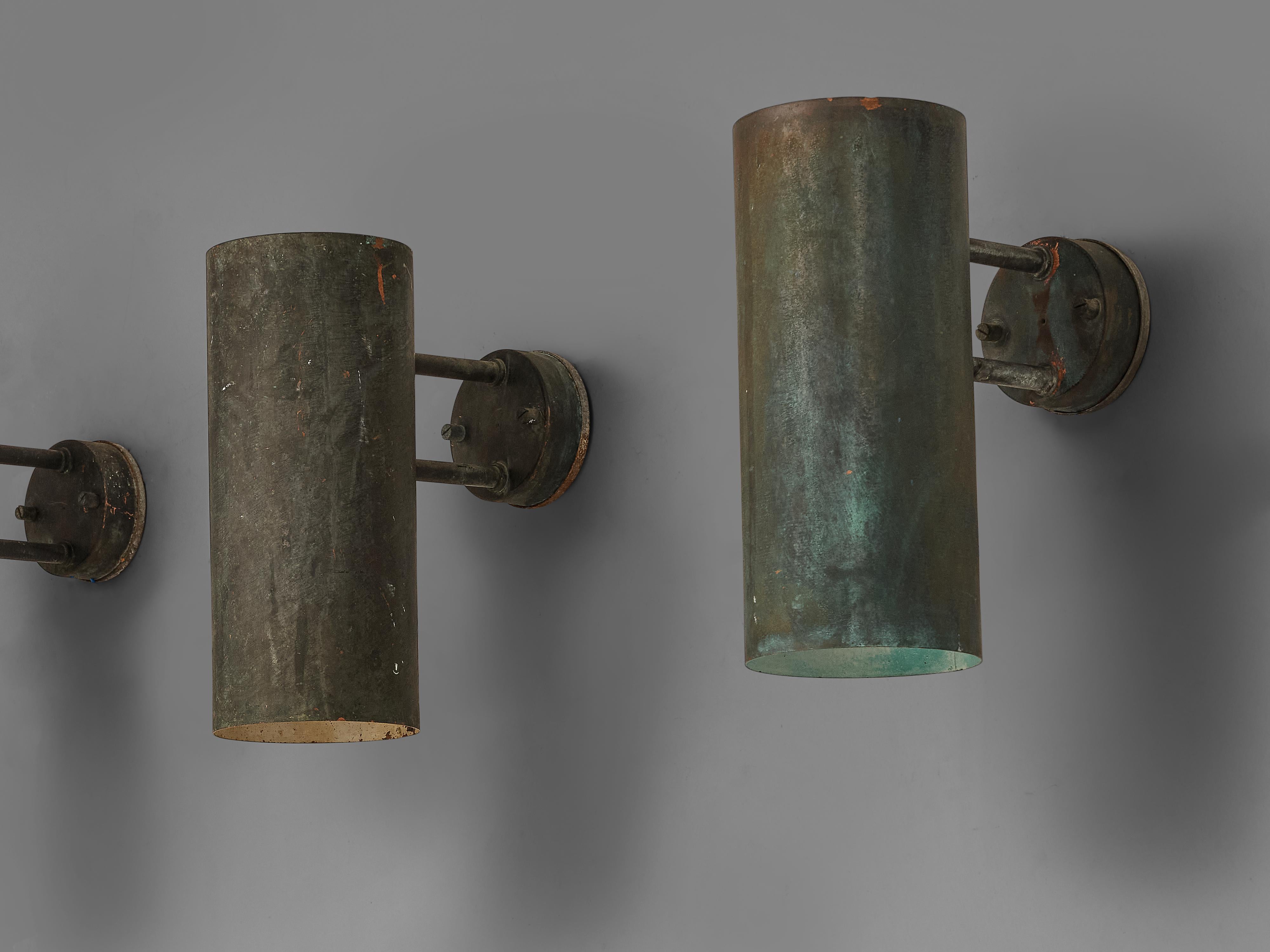 Swedish Hans-Agne Jakobsson ‘Rulle’ Wall Lights in Patinated Copper