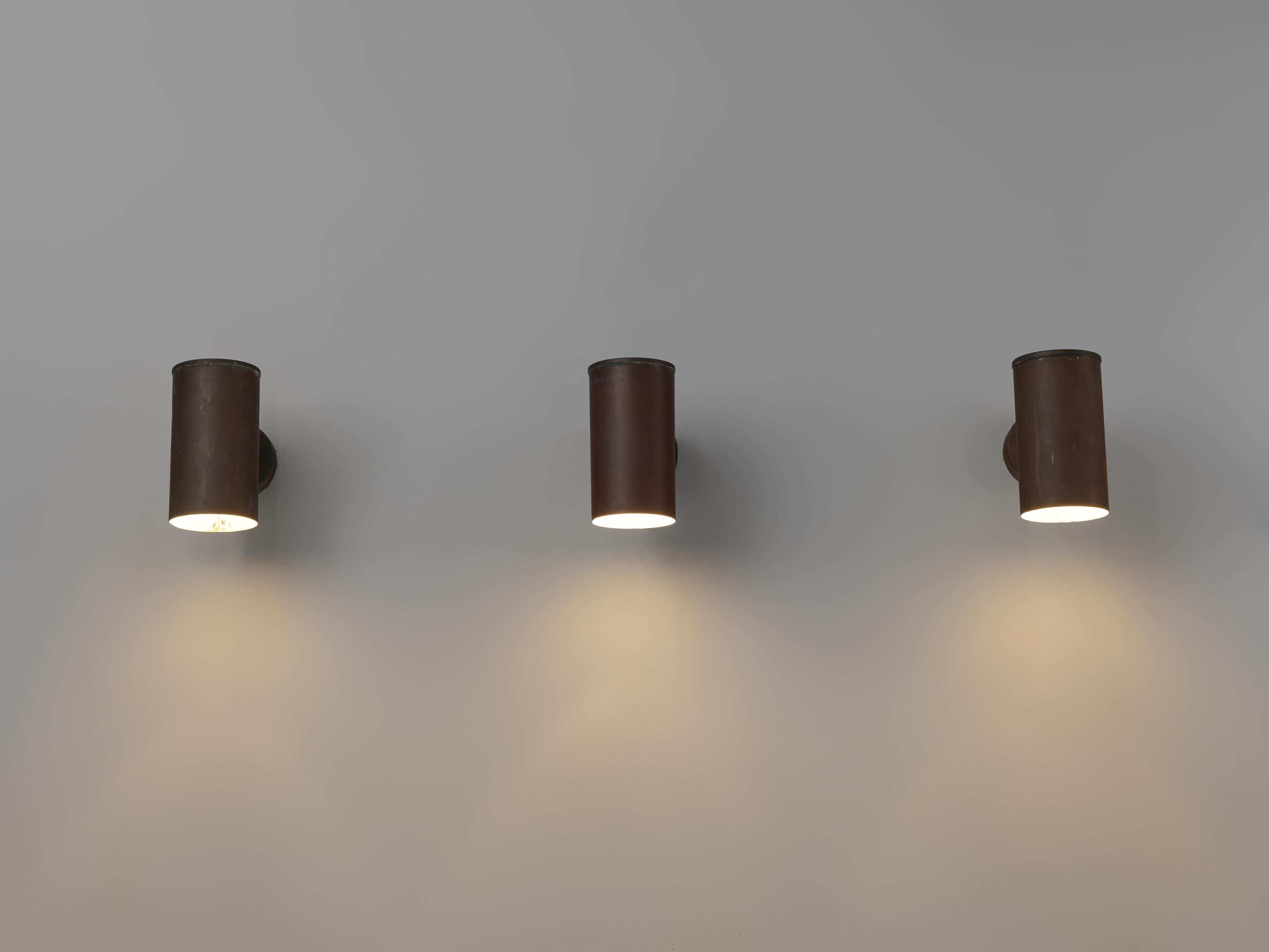 Swedish Hans-Agne Jakobsson ‘Rulle’ Wall Lights in Patinated Copper