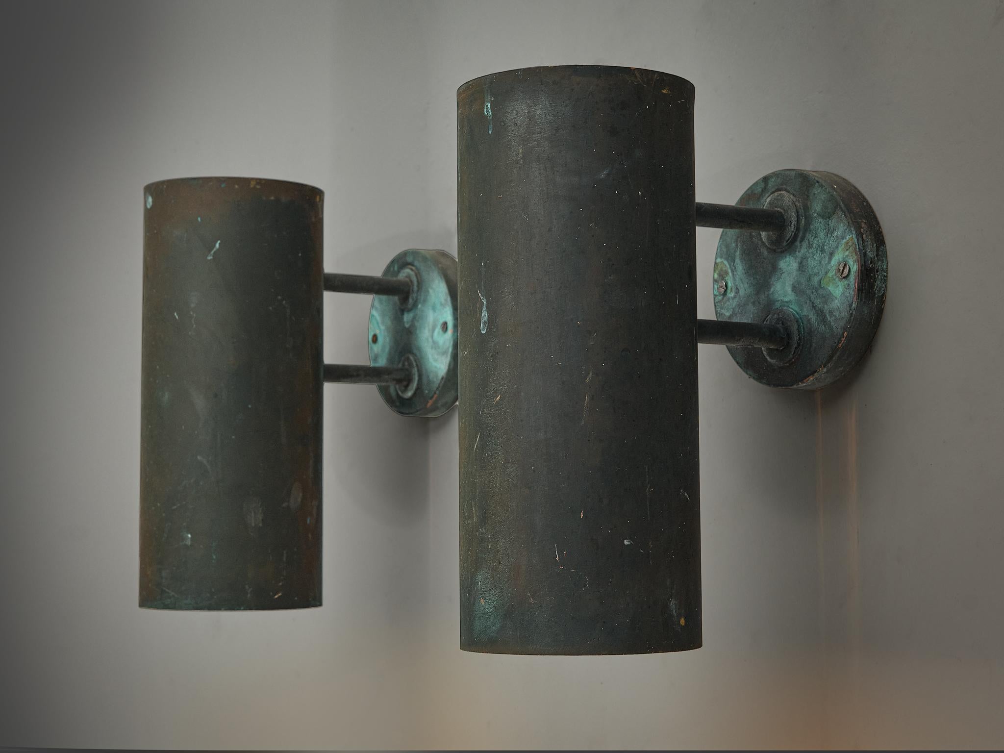 Swedish Hans-Agne Jakobsson ‘Rulle’ Wall Lights in Patinated Copper 