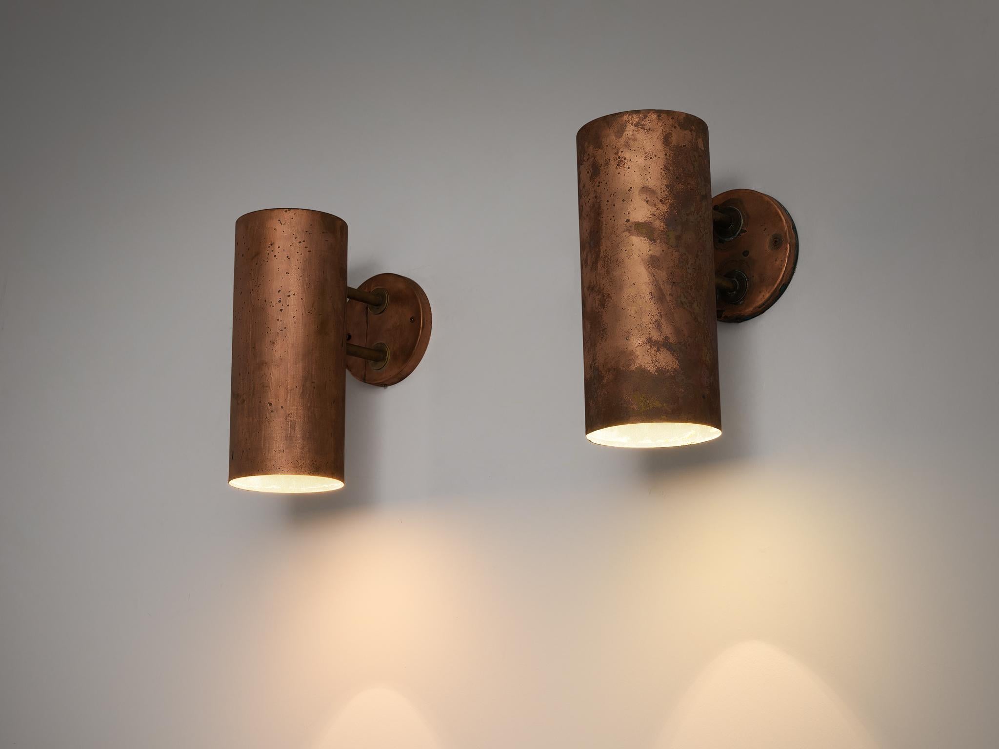 Hans-Agne Jakobsson ‘Rulle’ Wall Lights in Patinated Copper In Good Condition In Waalwijk, NL