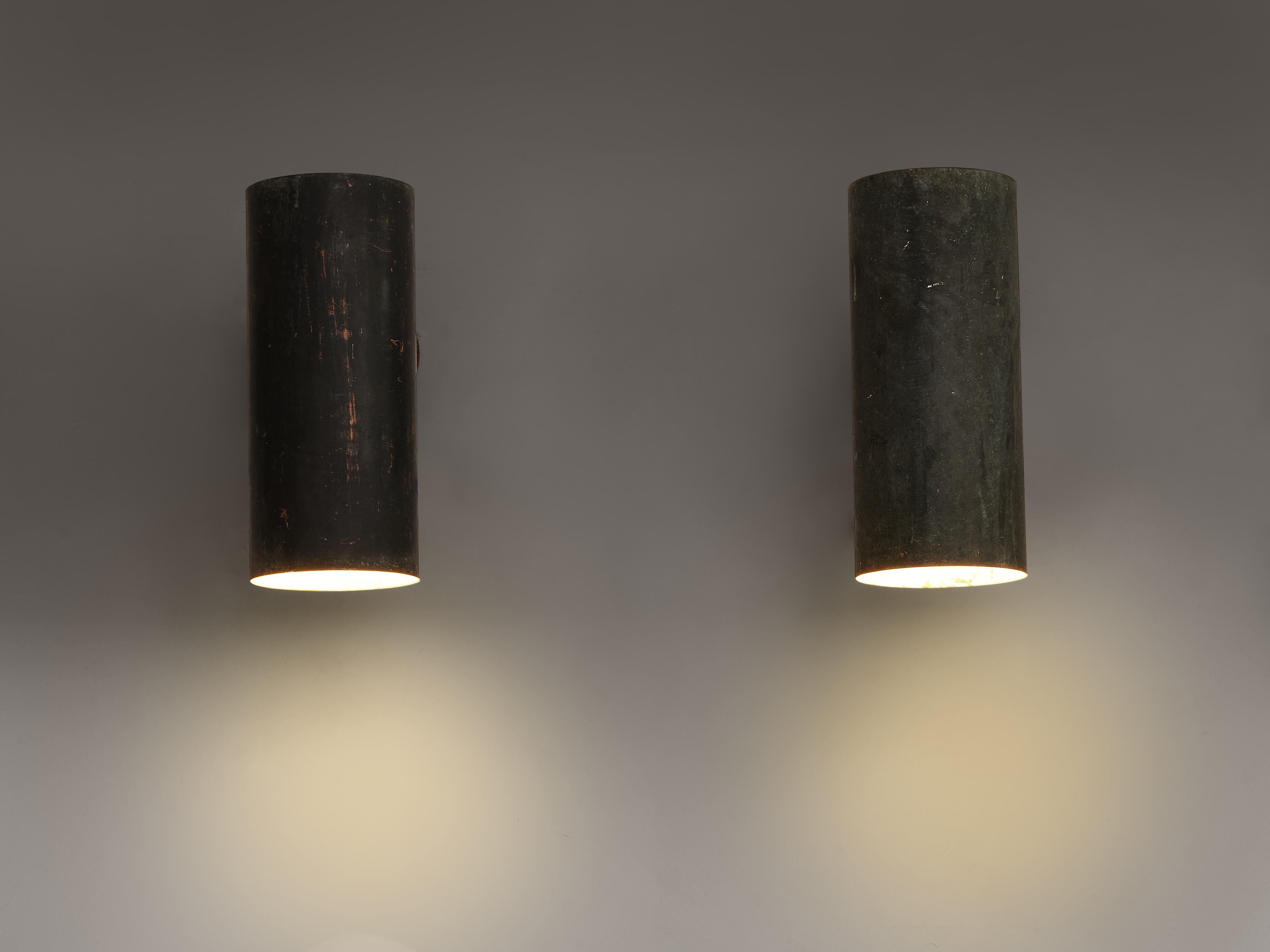 Mid-20th Century Hans-Agne Jakobsson ‘Rulle’ Wall Lights in Patinated Copper