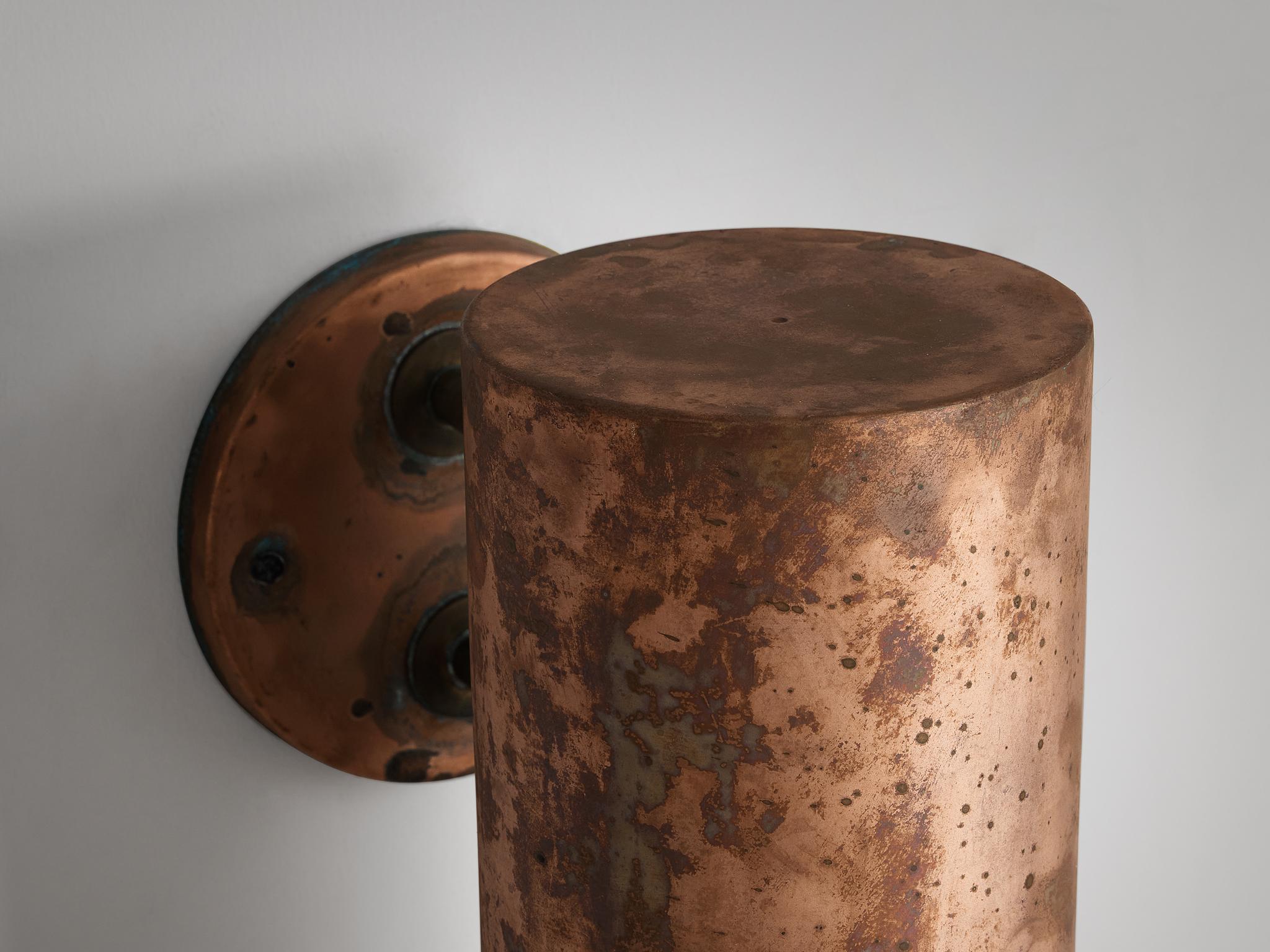 Mid-20th Century Hans-Agne Jakobsson ‘Rulle’ Wall Lights in Patinated Copper