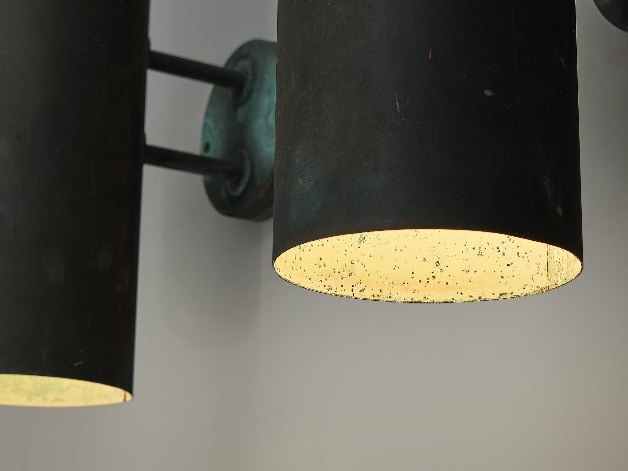 Mid-20th Century Hans-Agne Jakobsson ‘Rulle’ Wall Lights in Patinated Copper 