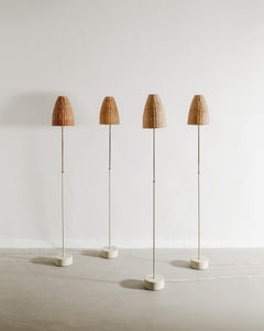 Lampada da terra di Hans-Agne Jakobsson "S-1871" in metallo e rattan, anni '50