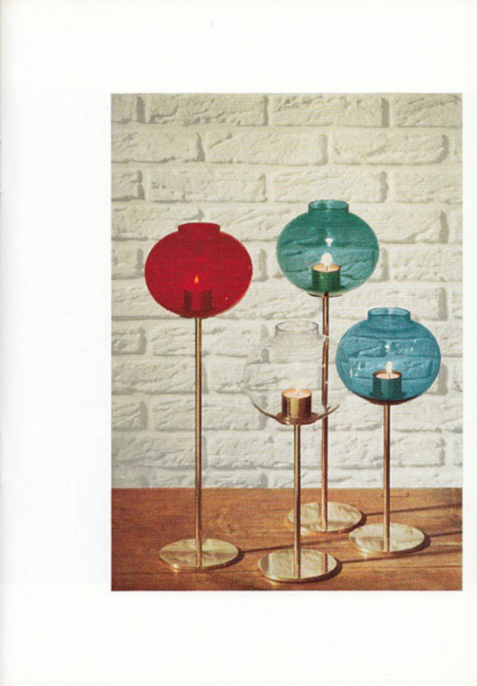 Hans Agne Jakobsson Scandinavian Modern Brass and Glass Candlesticks, 1960s 8