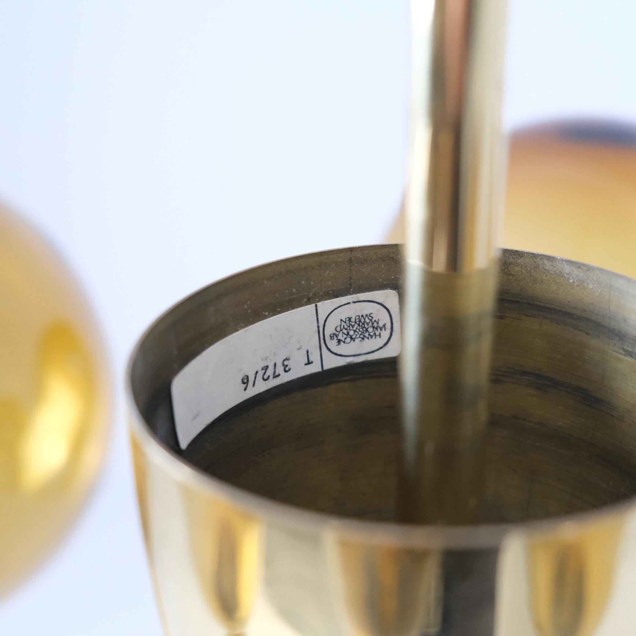Hans-Agne Jakobsson Scandinavian Modern Brass Chandelier T372/6, AB Markaryd en venta 5