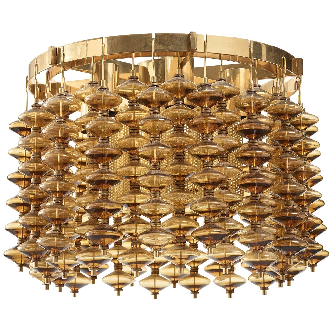 Hans-Agne Jakobsson Scandinavian Modern Chandelier Estrella T-580 in Amber