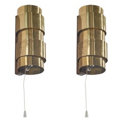 Hans-Agne Jakobsson, Sconces, V-155 Model, Brass, Teak, Sweden, C. 1960s