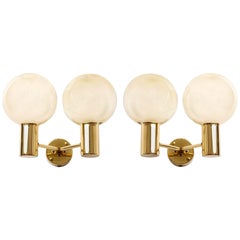 Hans-Agne Jakobsson Sconces Wall Lamps Lights:: Brass Amber Glass:: Markaryd:: 1960
