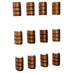 Hans Agne Jakobsson Set of 12 Pine and Copper Wall Lamps