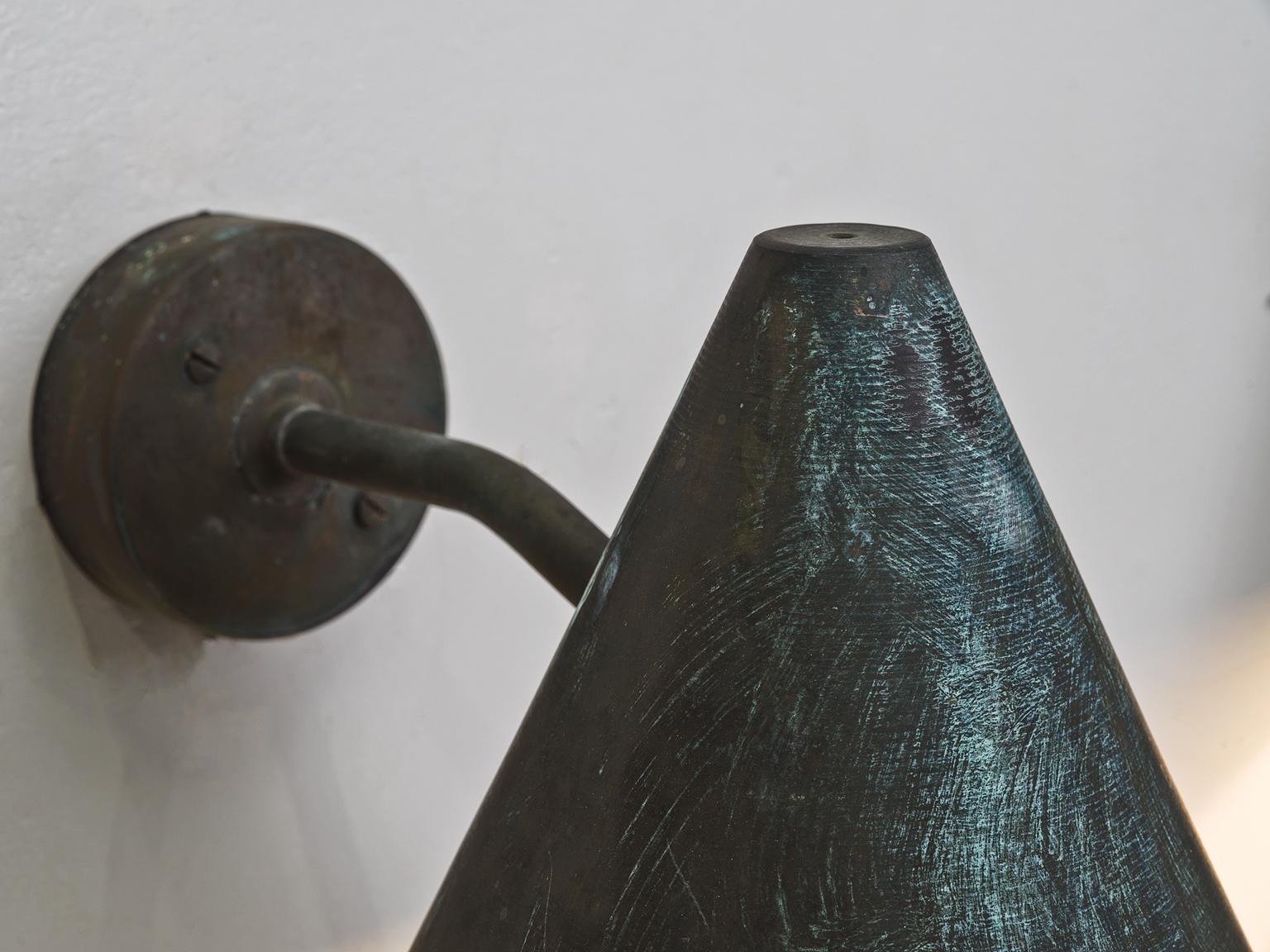 Hans-Agne Jakobsson Set of 16 Patinated Solid Copped Wall Lights In Good Condition In Waalwijk, NL