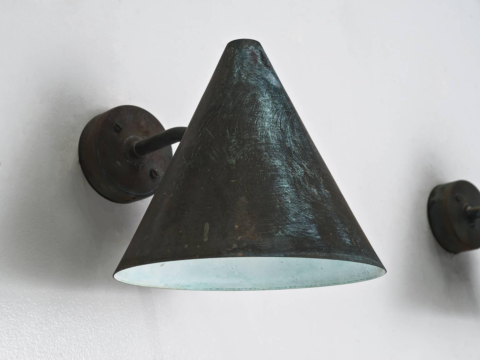 Mid-20th Century Hans Agne Jakobsson Set of 20 Patinated Solid Copped Wall Lights