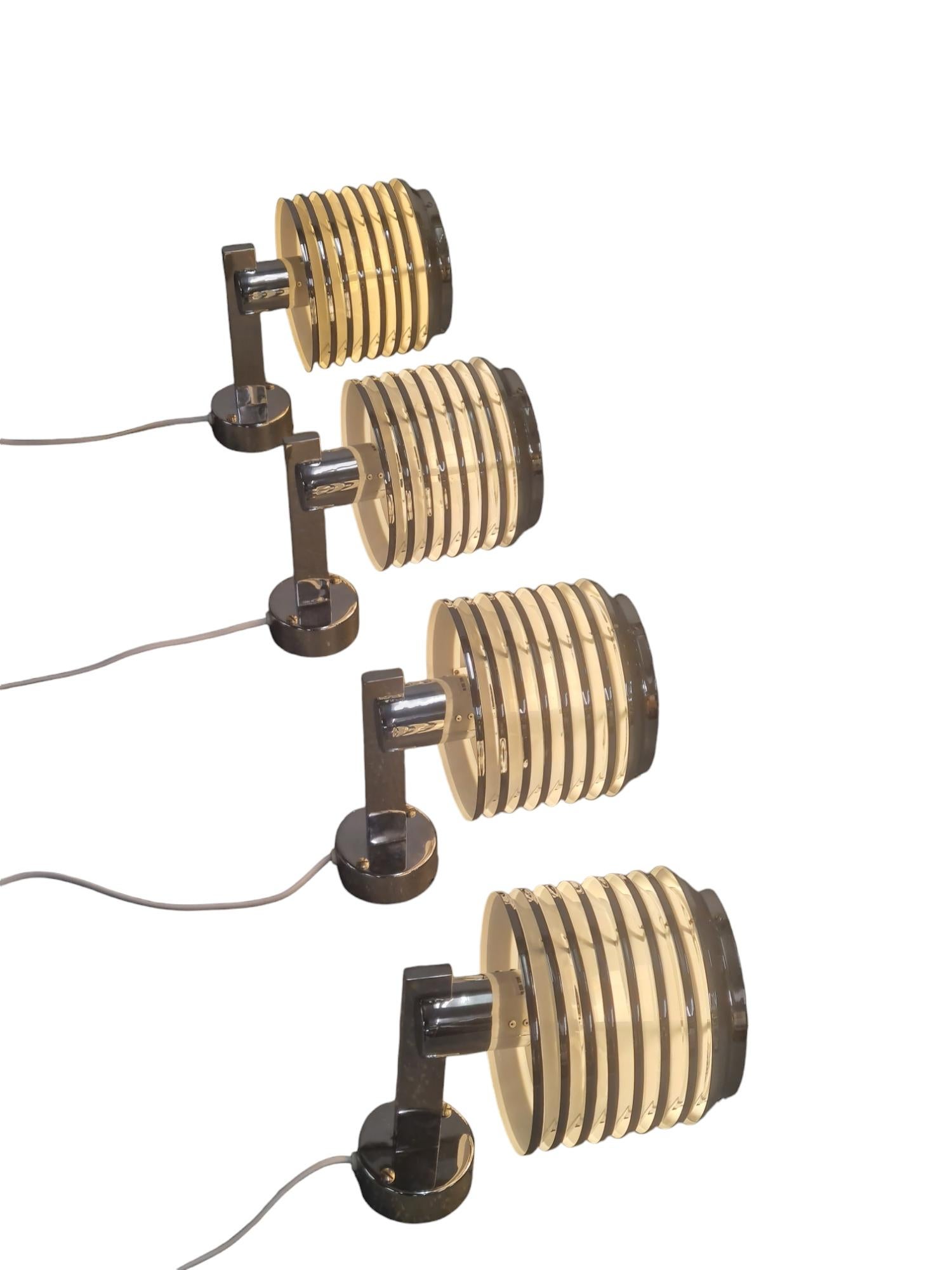 Ensemble de 4 lampes murales chromées de Hans-Agne Jakobsson, modèle. V-299, Suède 1970 en vente 3