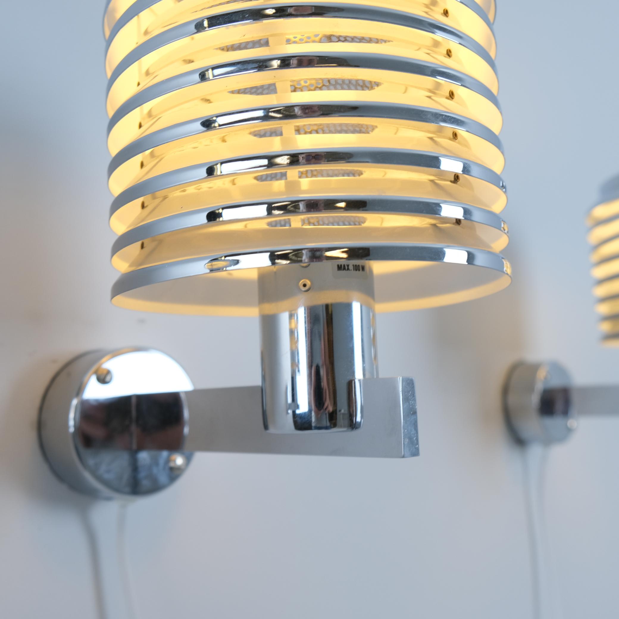 Late 20th Century Hans-Agne Jakobsson Set of 4 Chromed Wall Lamps Model. V-299, Sweden 1970s For Sale