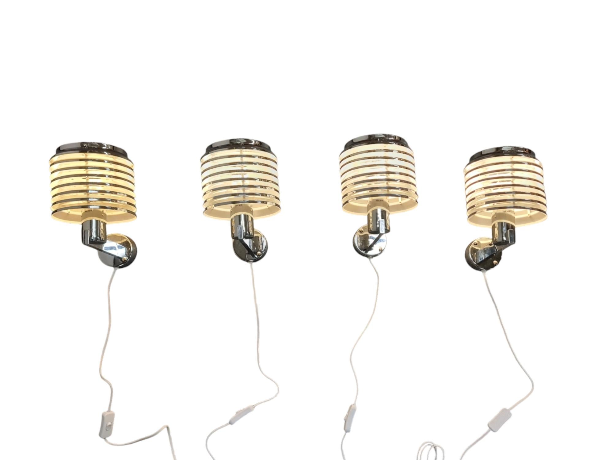 Ensemble de 4 lampes murales chromées de Hans-Agne Jakobsson, modèle. V-299, Suède 1970 en vente 8