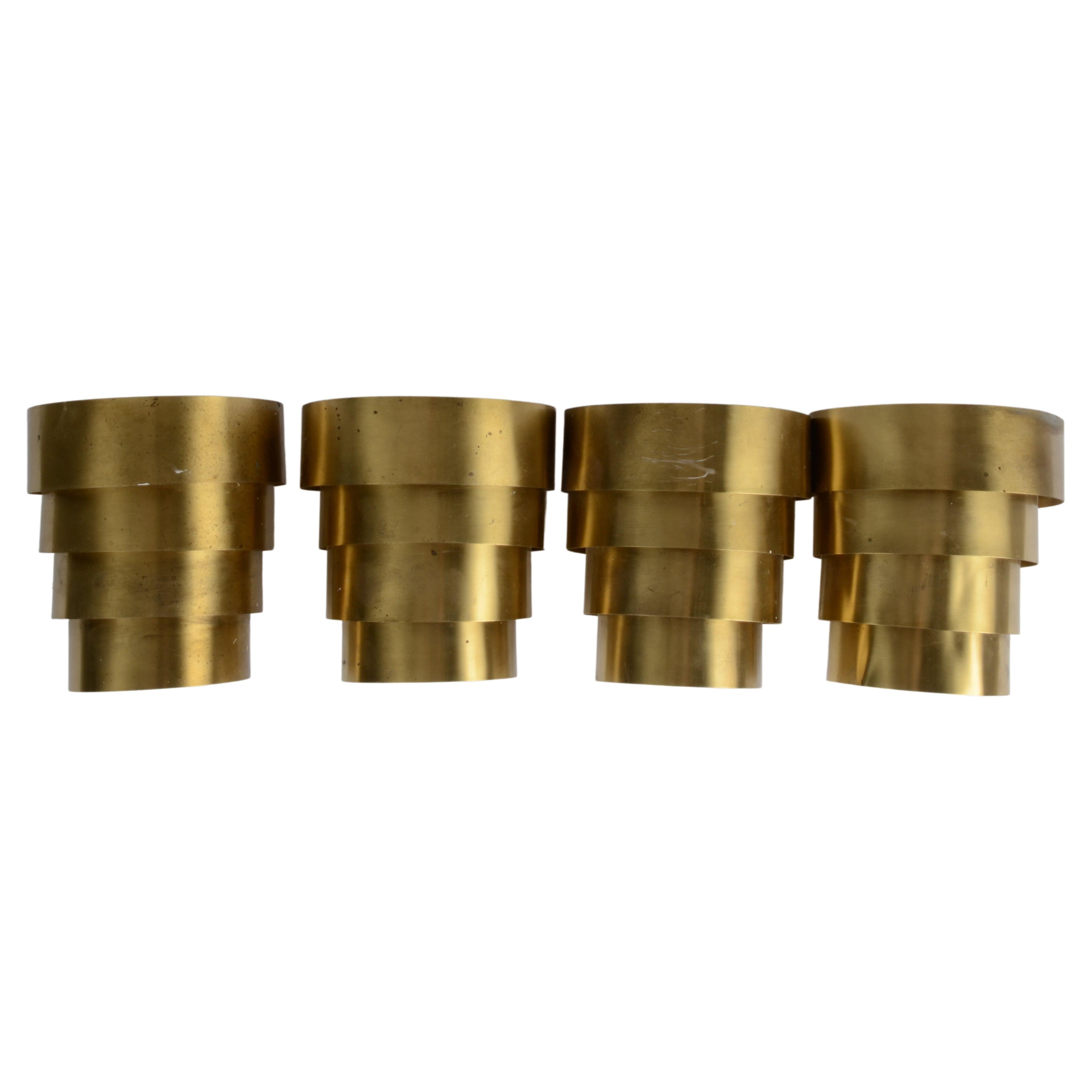 Hans-Agne Jakobsson, Set of Four Wall Scones, Brass, Markaryd, Sweden Mid 1900s For Sale