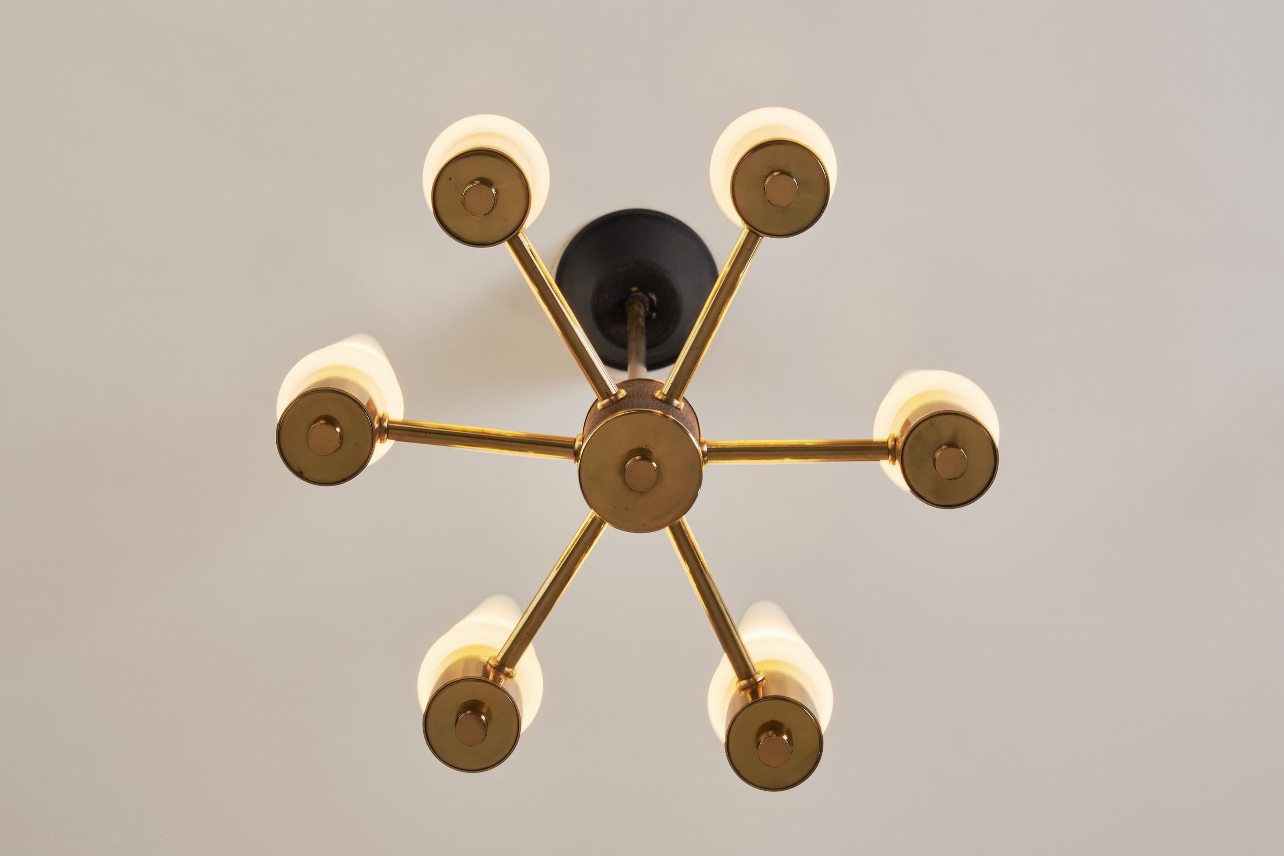 Hans-Agne Jakobsson Six-Armed Chandelier for AB Markaryd 'Attr.', Sweden 1960s For Sale 4