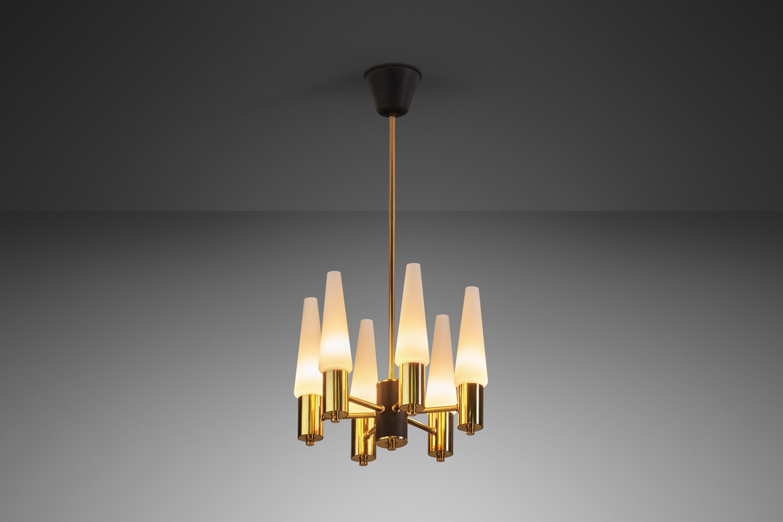 Mid-20th Century Hans-Agne Jakobsson Six-Armed Chandelier for AB Markaryd 'Attr.', Sweden 1960s For Sale