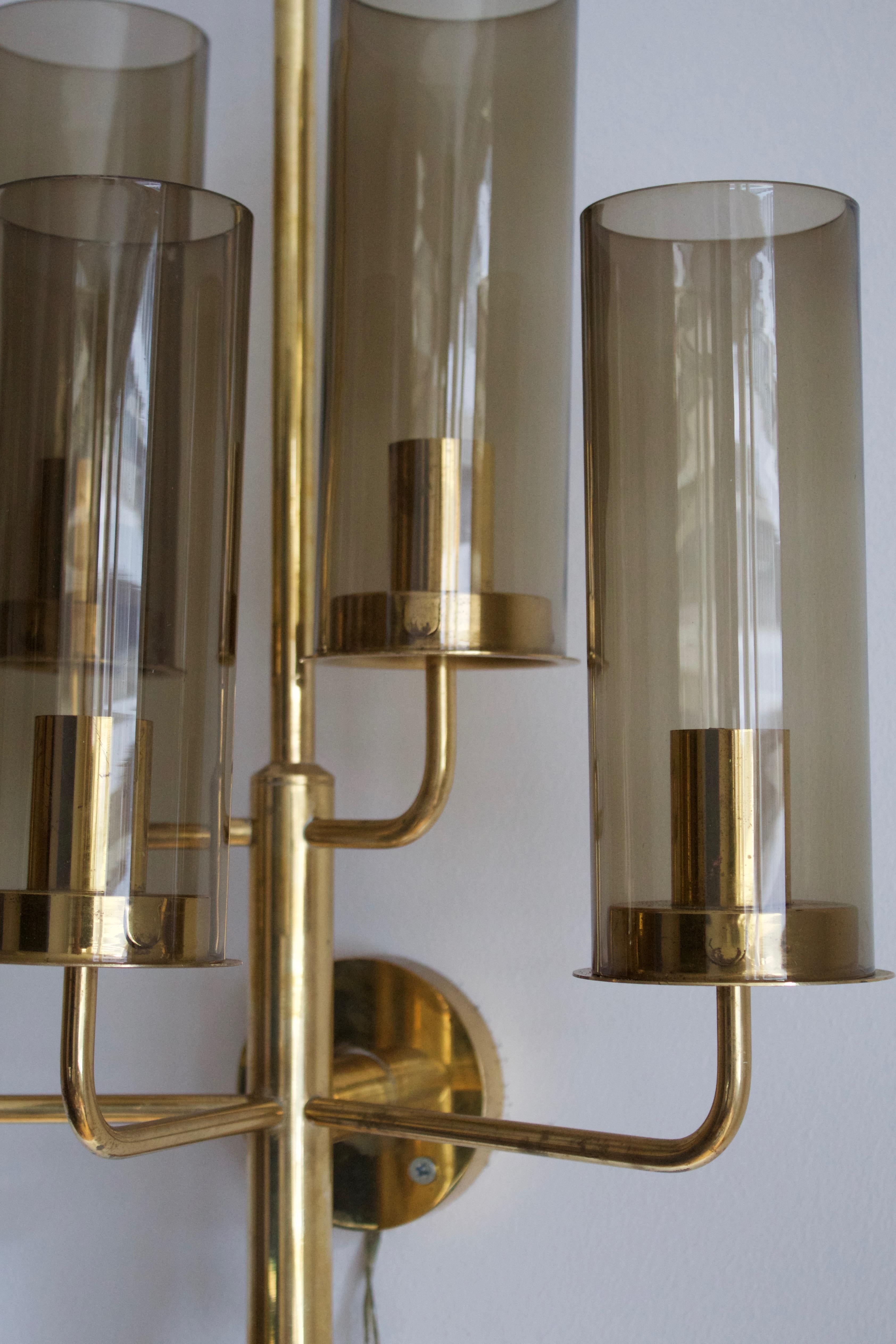 Mid-Century Modern Hans-Agne Jakobsson, Sizable Wall Light, Brass, Glass, Sweden, c. 1960s For Sale