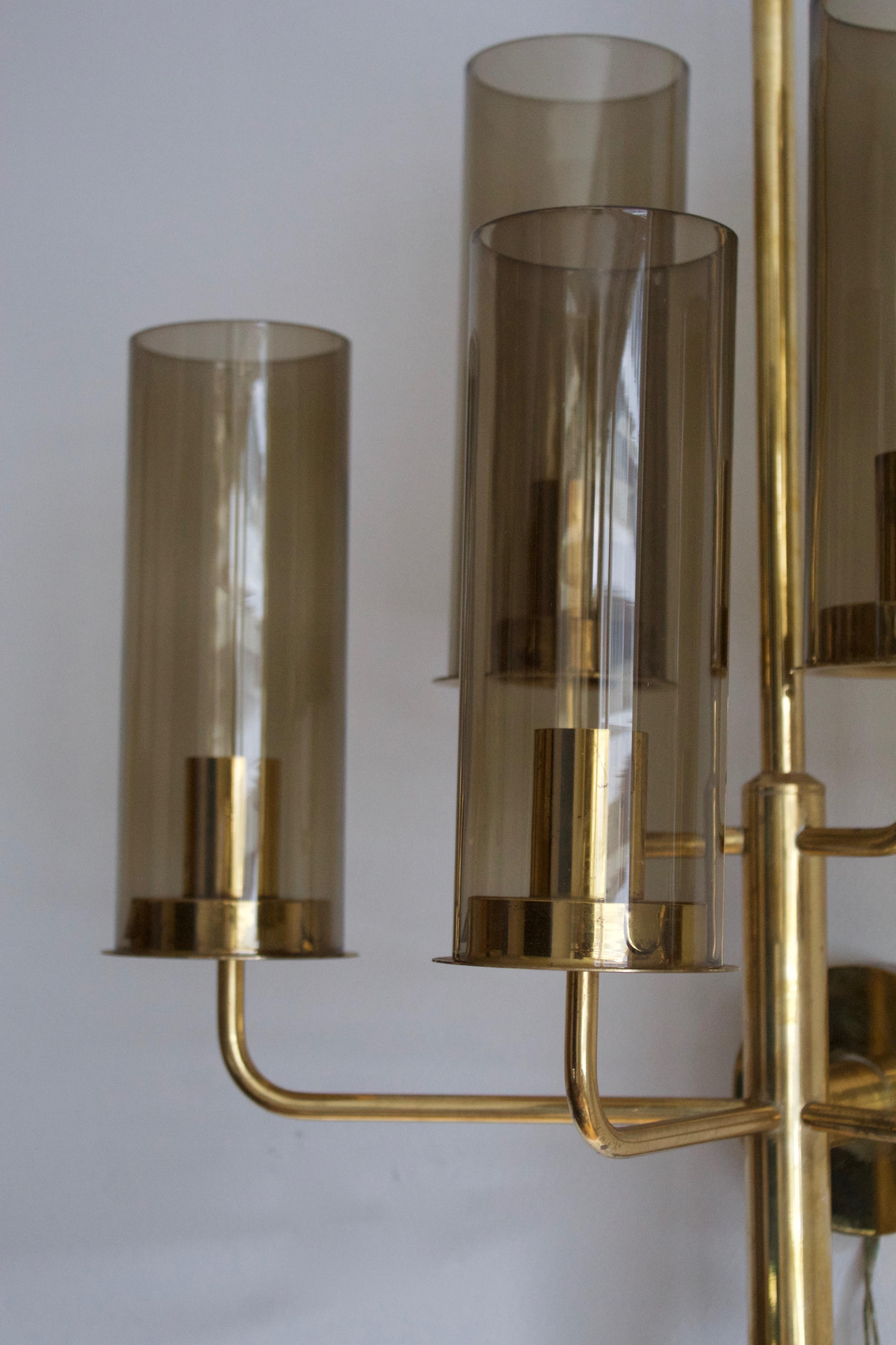 Swedish Hans-Agne Jakobsson, Sizable Wall Light, Brass, Glass, Sweden, c. 1960s For Sale