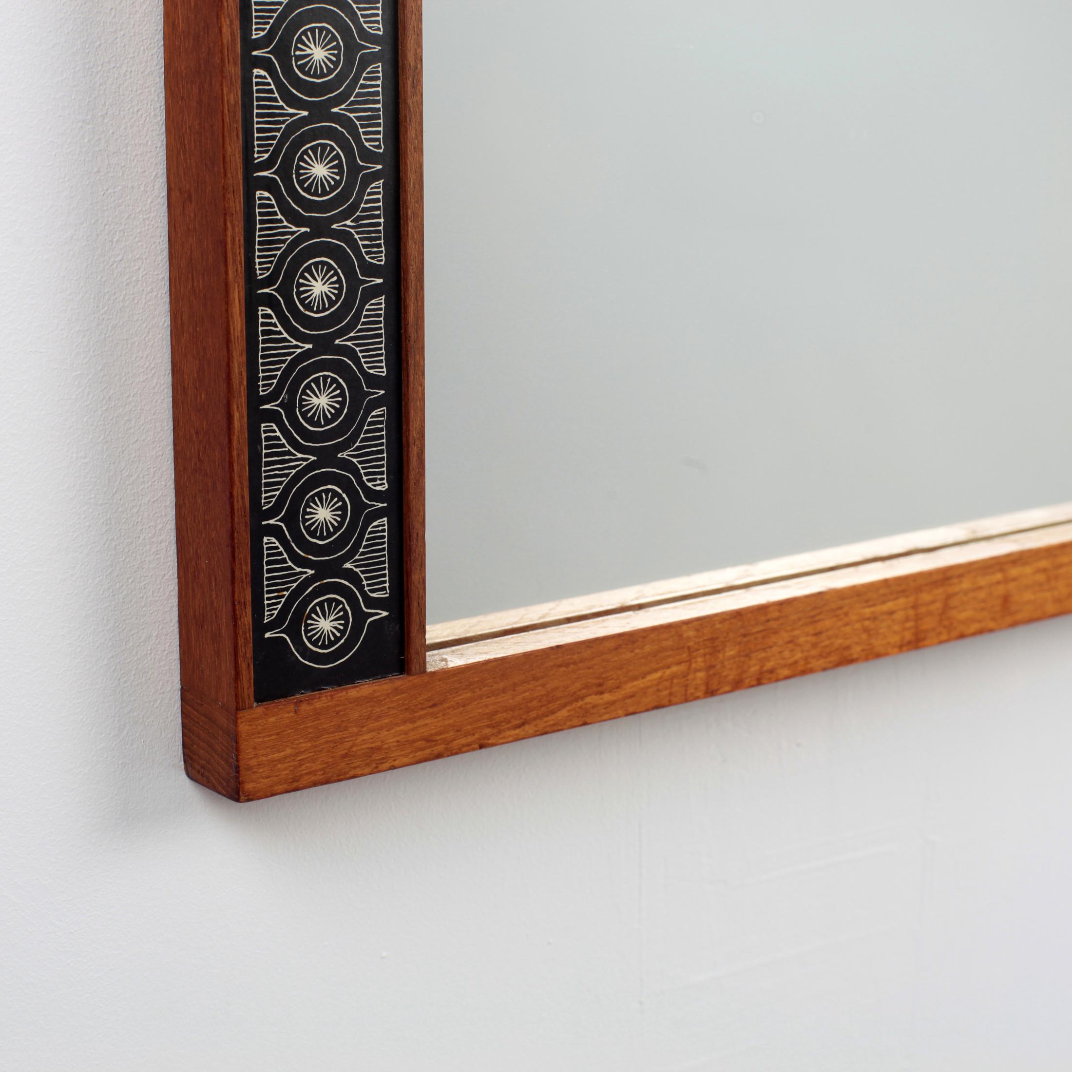 Mid-Century Modern Hans-Agne Jakobsson Solid Teak Mirror for Markaryd, Sweden, 1950s