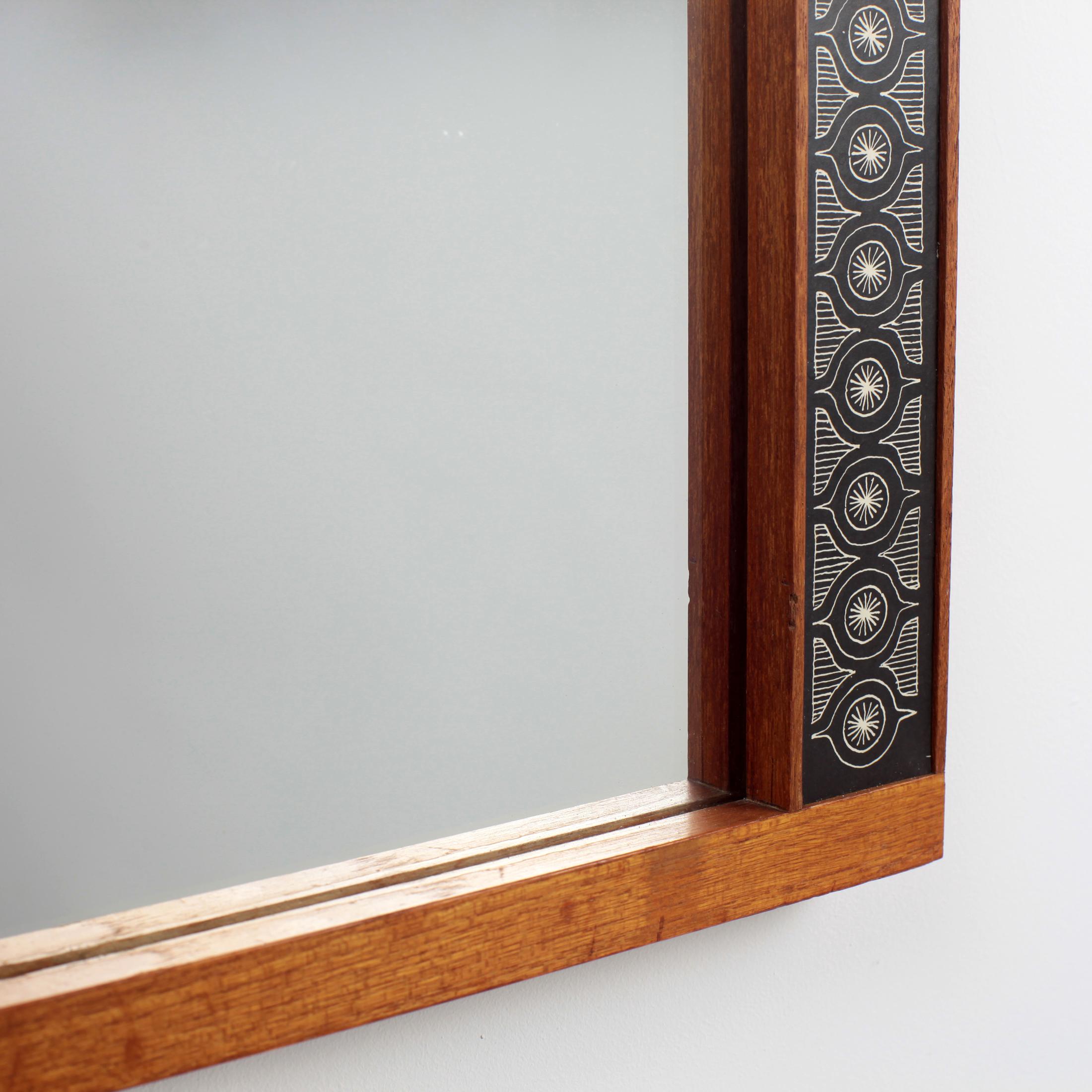 Hans-Agne Jakobsson Solid Teak Mirror for Markaryd, Sweden, 1950s In Good Condition In Saint  Ouen, FR