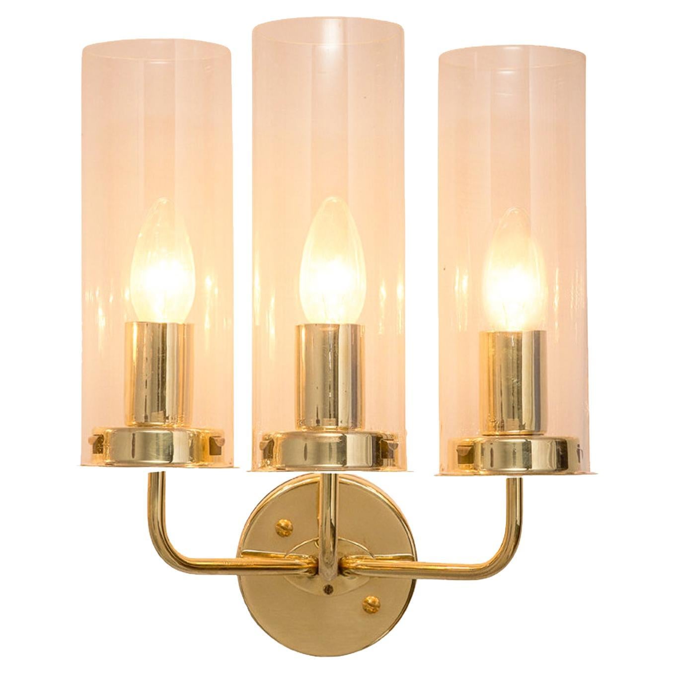 Hans-Agne Jakobsson 'Sonata' Wall Light in Glass and Brass For Sale