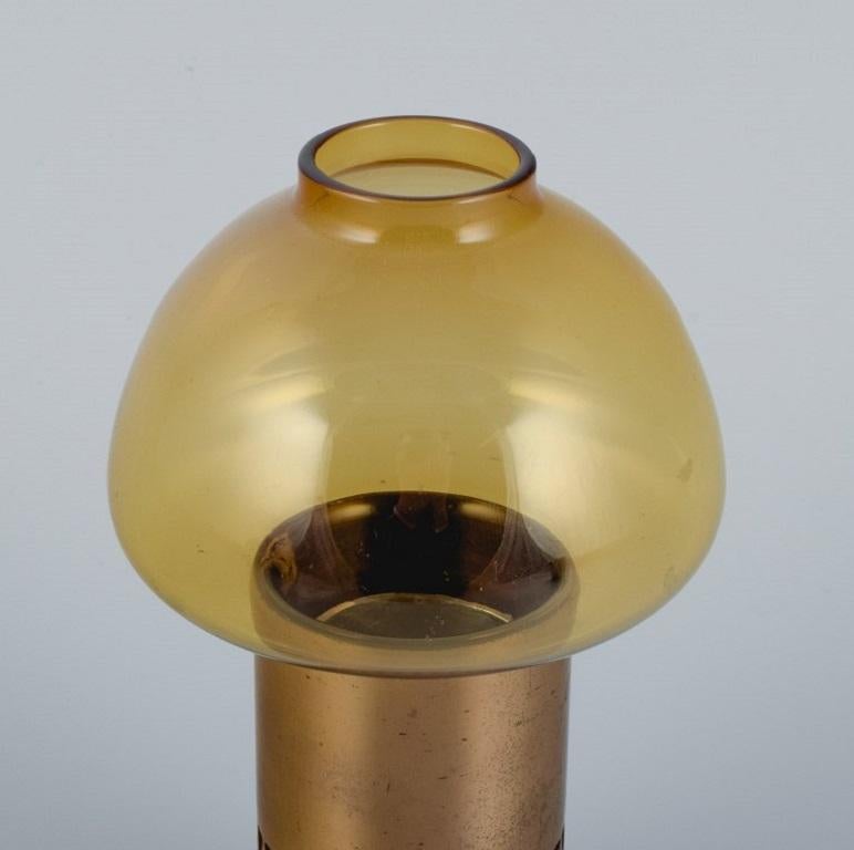 Swedish Hans Agne Jakobsson, Sweden, Tealight Lamp in Brass and Smoked Glass For Sale