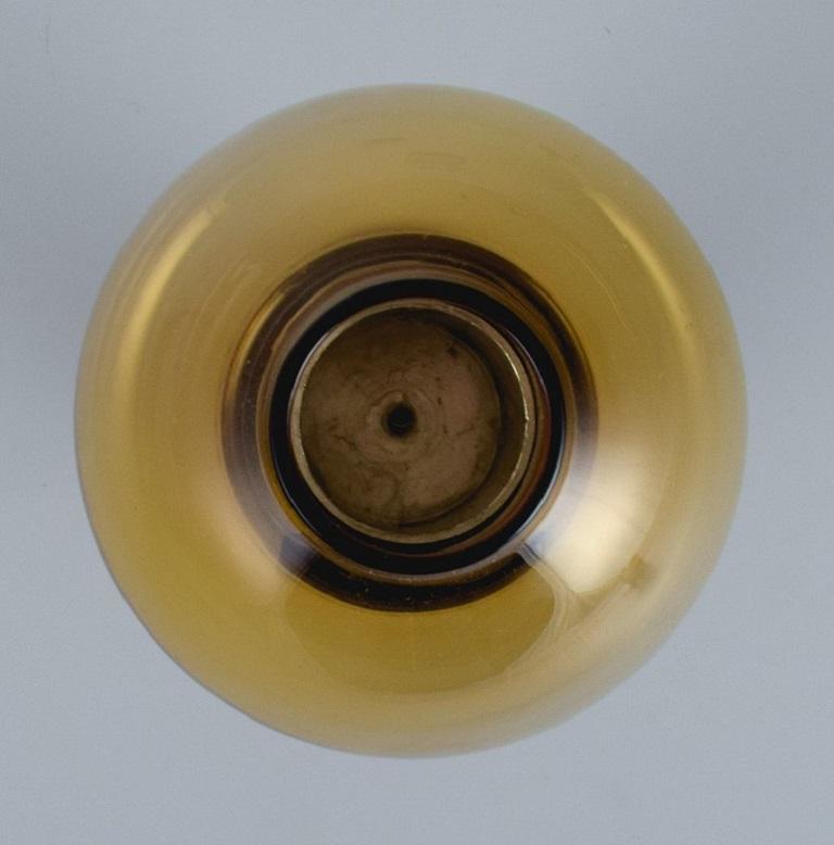 Late 20th Century Hans Agne Jakobsson, Sweden, Tealight Lamp in Brass and Smoked Glass For Sale