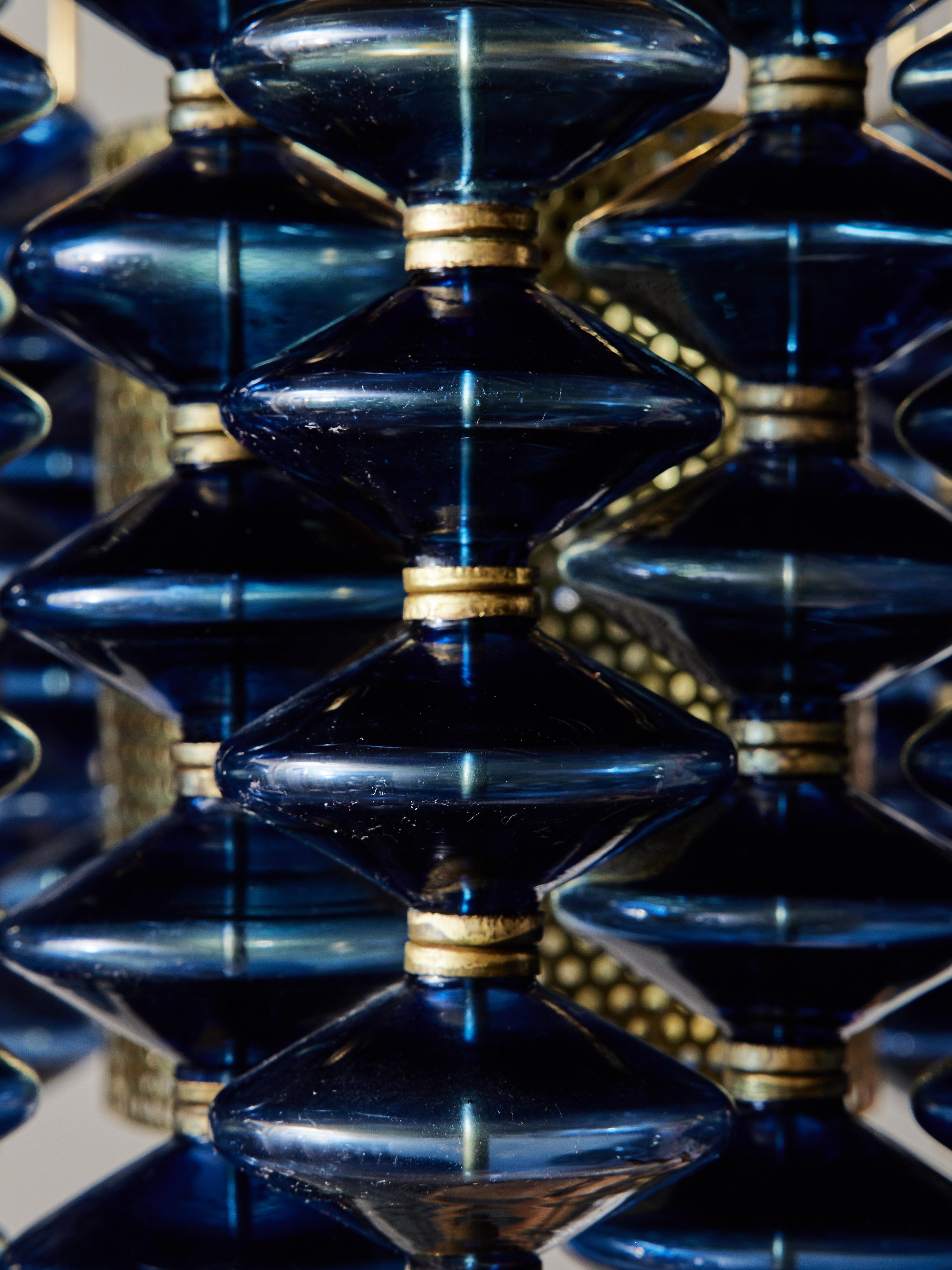 Hans-Agne Jakobsson T-581 Chandelier with Blue Glass In Good Condition In Saint-Ouen, IDF