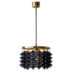 Hans-Agne Jakobsson T-581 Chandelier with Blue Glass
