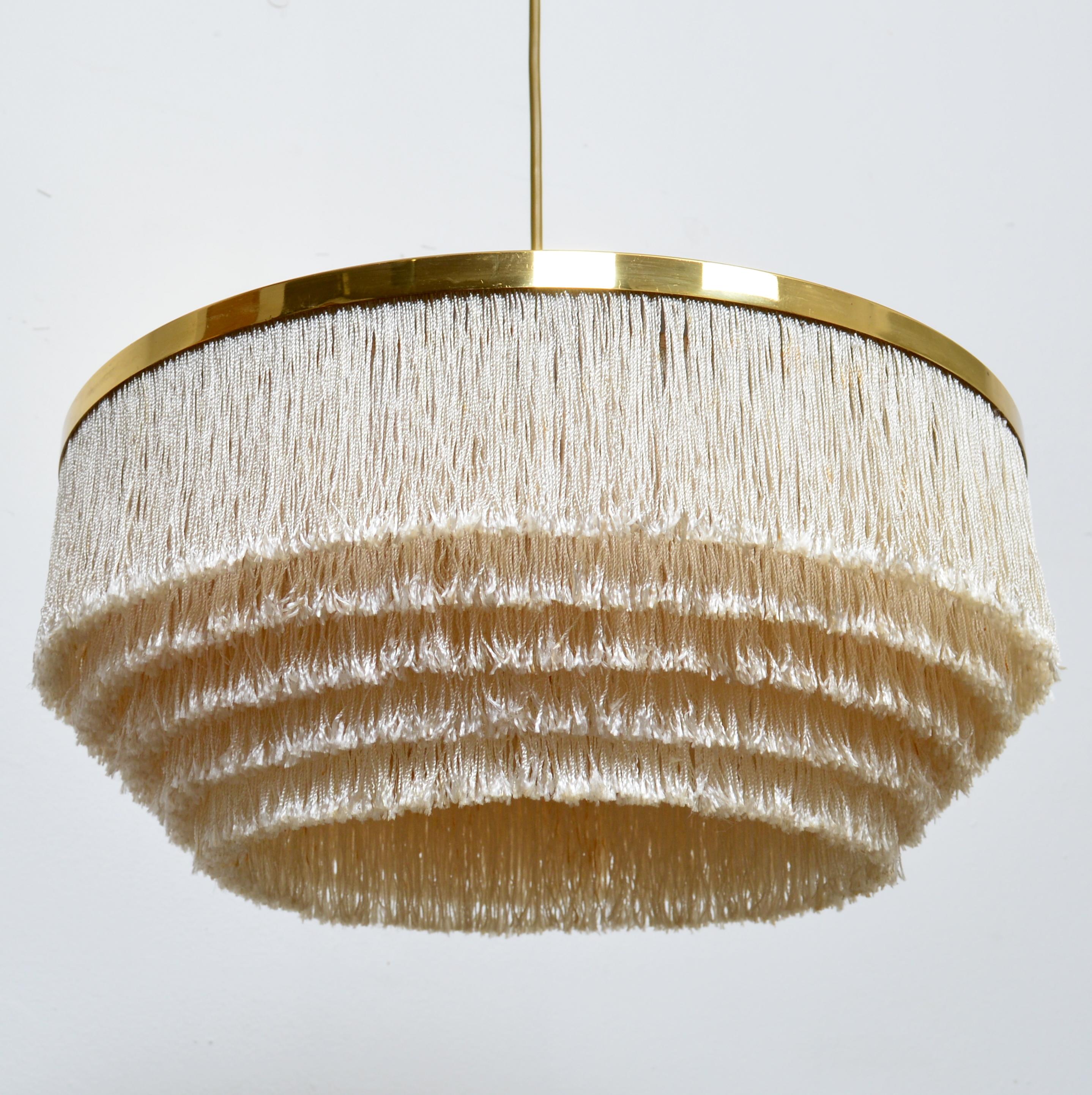 Scandinavian Modern Hans-Agne Jakobsson T-603 Fringe & Brass Ceiling Lamp, Sweden, 1960s