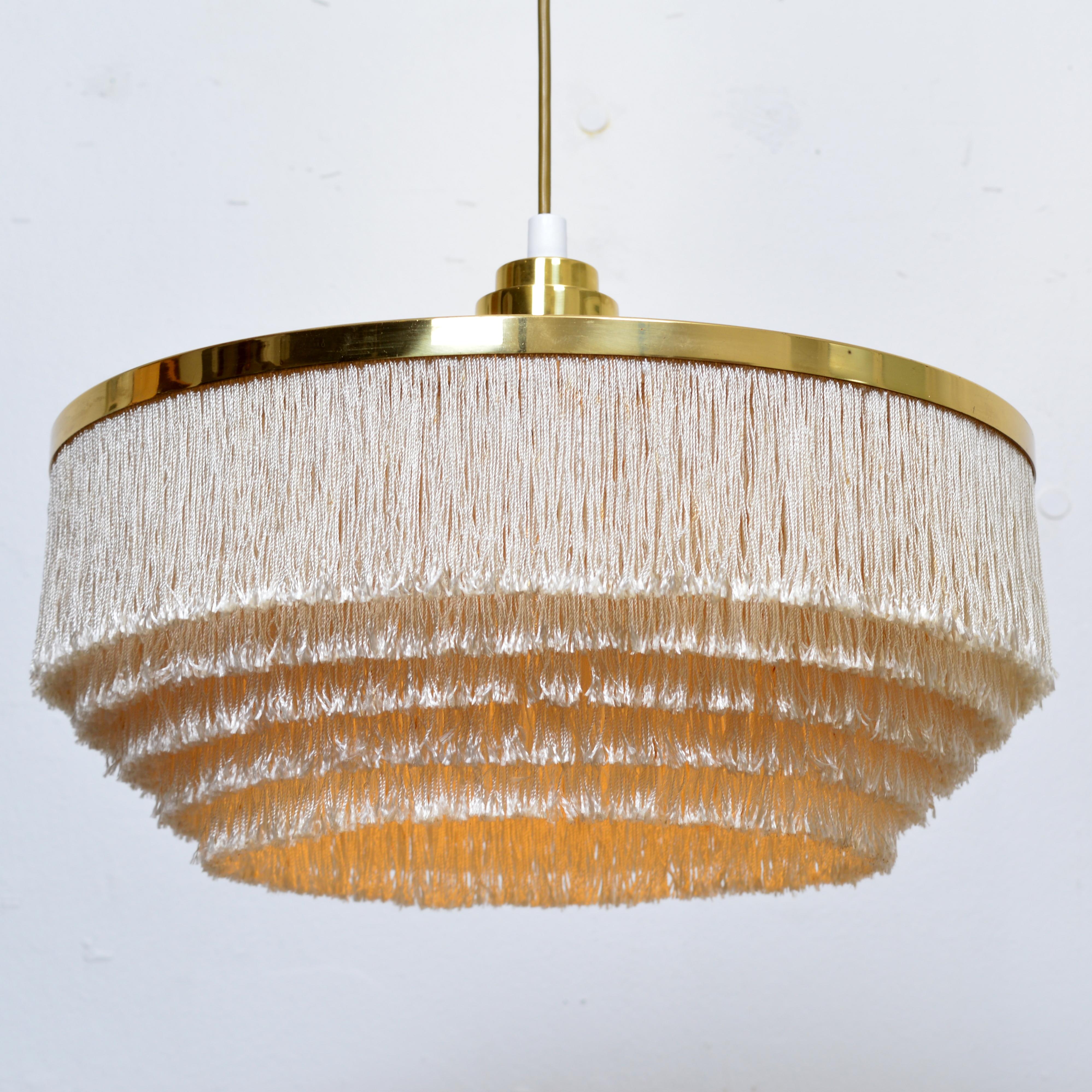 Swedish Hans-Agne Jakobsson T-603 Fringe & Brass Ceiling Lamp, Sweden, 1960s