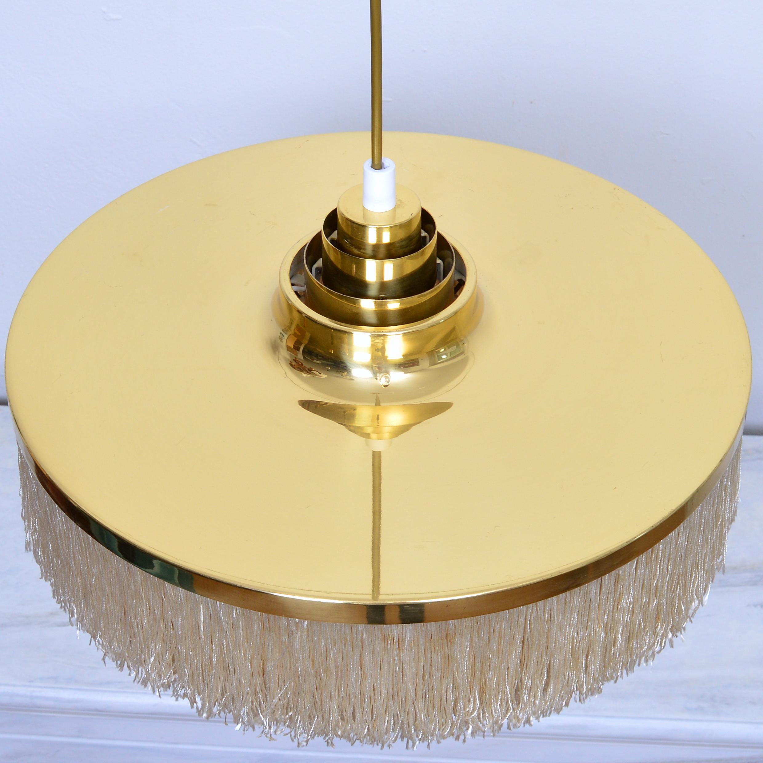 Hans-Agne Jakobsson T-603 Fringe & Brass Ceiling Lamp, Sweden, 1960s In Good Condition In Stockholm, SE
